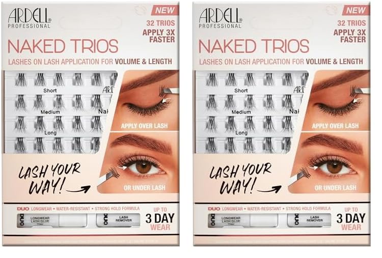 Set De Tríos Para Pestañas Postizas Ardell Naked Lashes, 32 Tríos, Paquete De 2 - Venta Internacional.