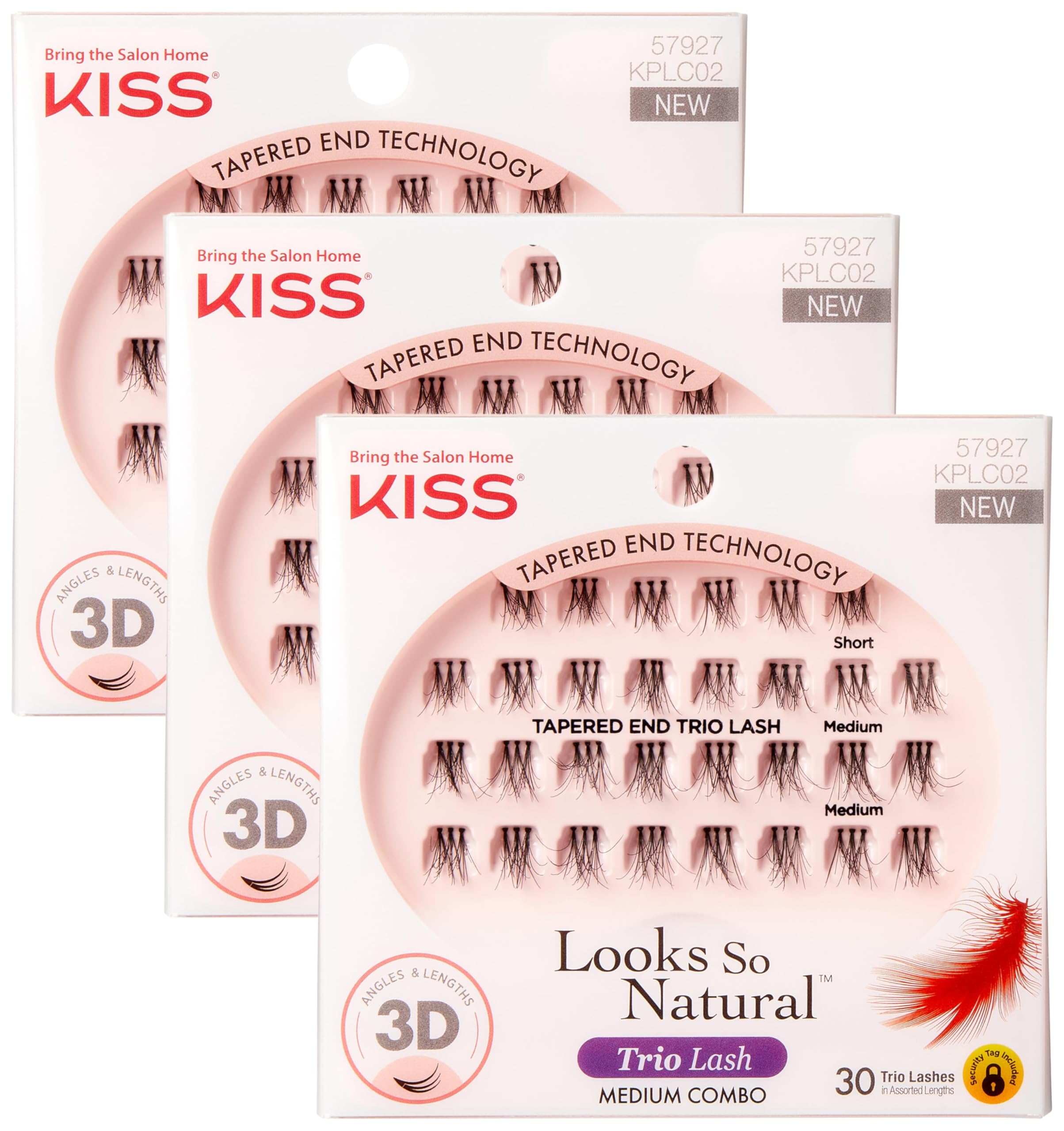 Pestañas Postizas Kiss Looks So Natural Trio Lash Medium X30 - Venta Internacional.