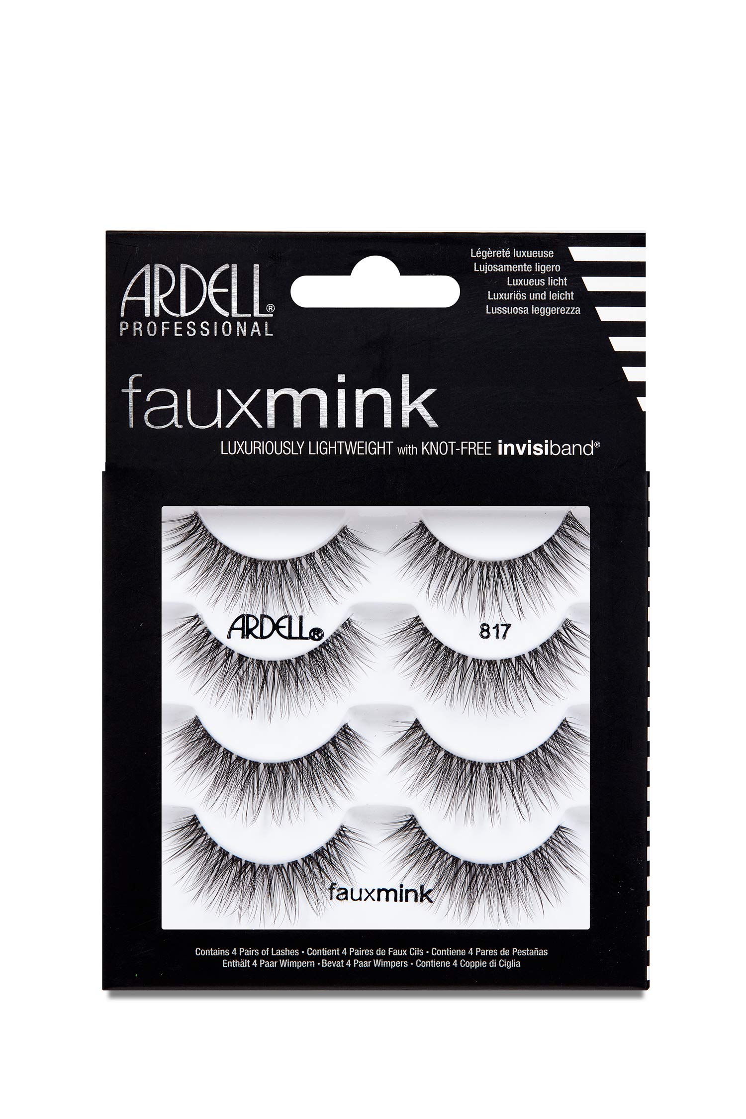 Pestañas Postizas Ardell Faux Mink 817, Paquete Múltiple De 4 Pares - Venta Internacional.