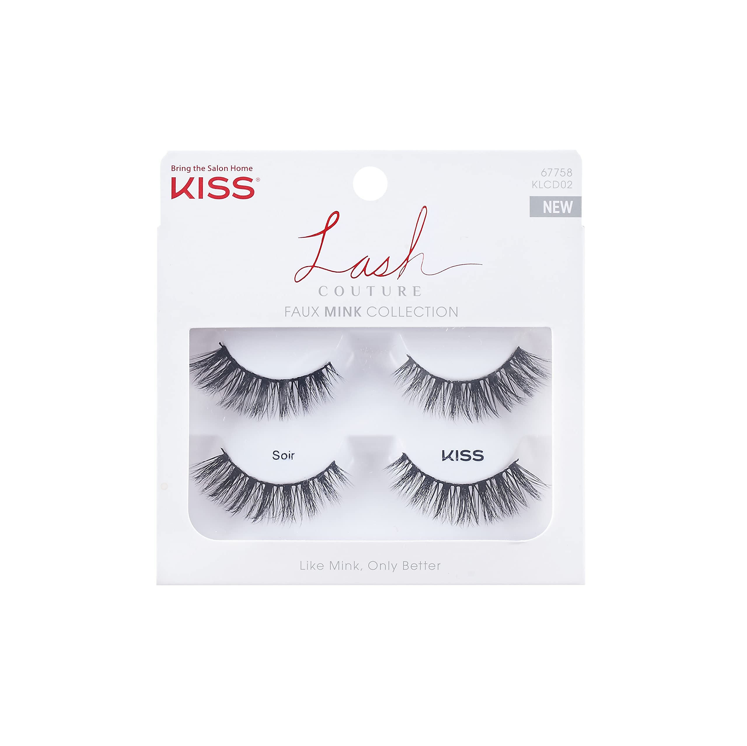 Pestañas Postizas Kiss Lash Couture Estilo Visón Sintético Soir, 2 Pares - Venta Internacional.