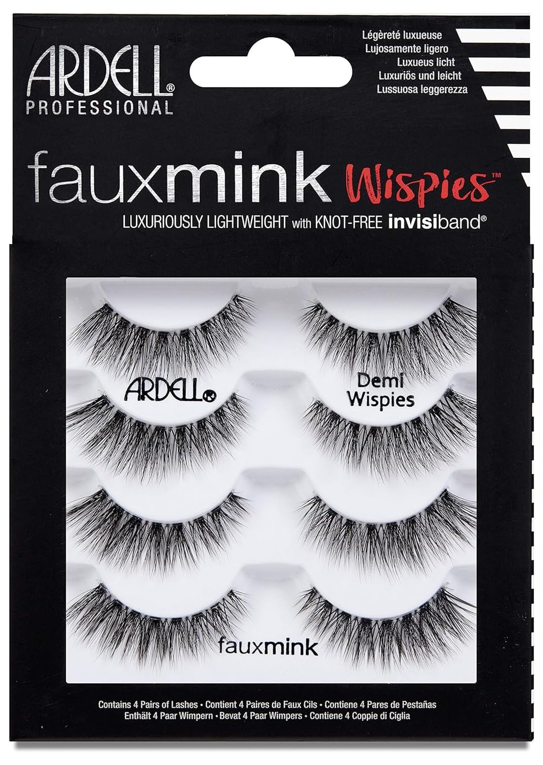 4 Pares De Pestañas Postizas Ardell Faux Mink Demi Wispies - Venta Internacional.