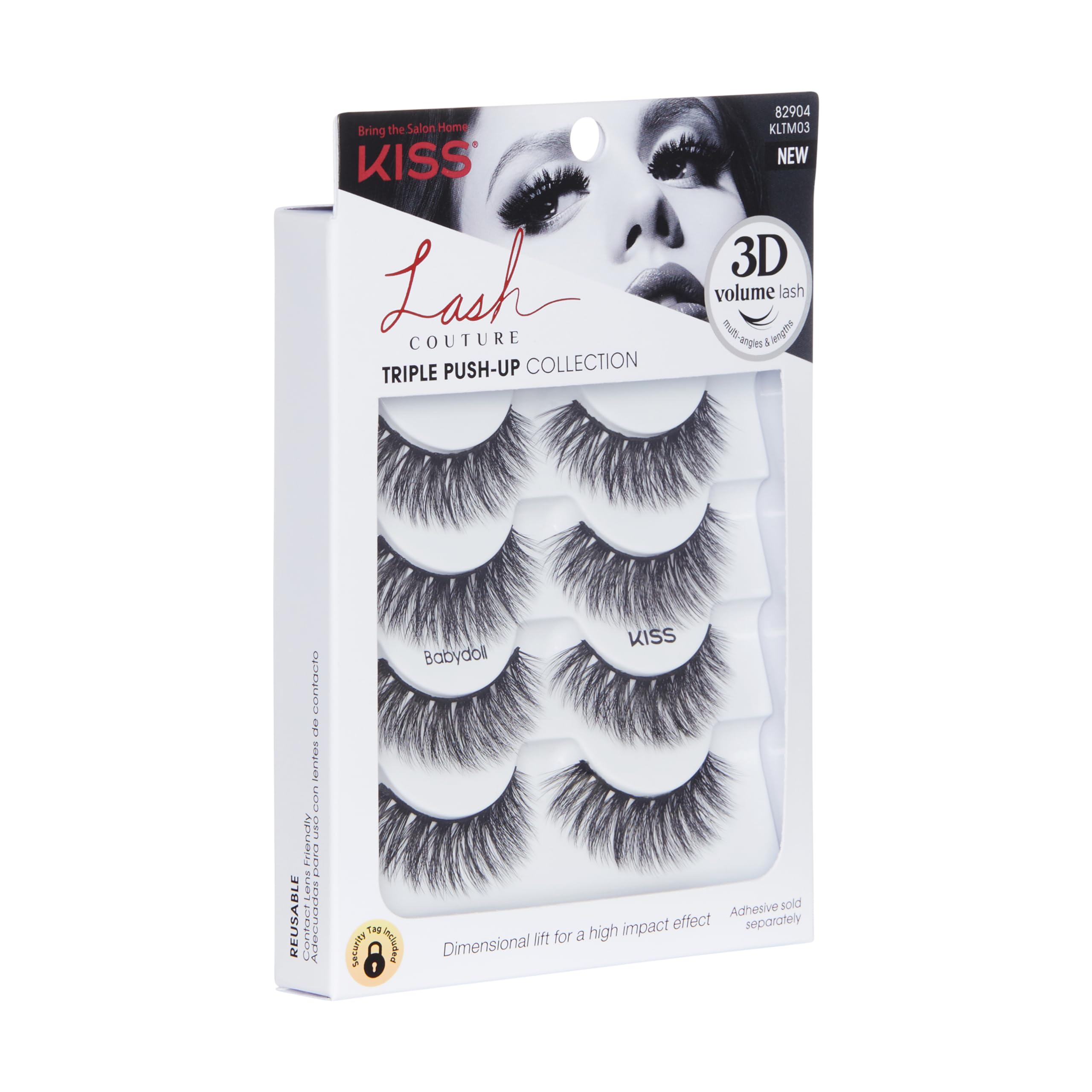 Foto 2 | Babydoll Kiss Lash Couture Con Triple Flexión De Pestañas Postizas X4 - Venta Internacional.