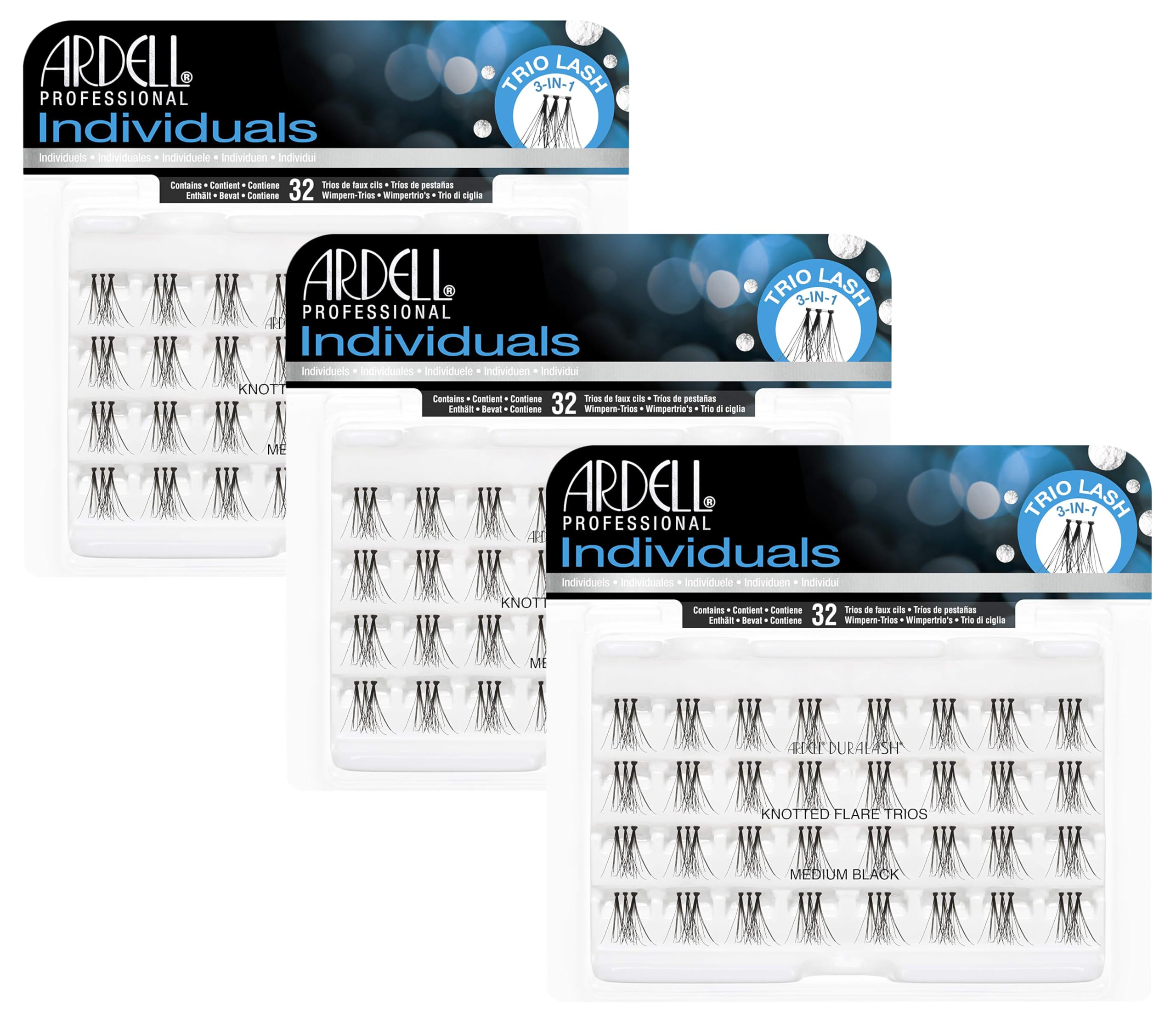 Tríos Individuales Eyelash Ardell, Color Negro, Tamaño Mediano (paquete De 3) - Venta Internacional.