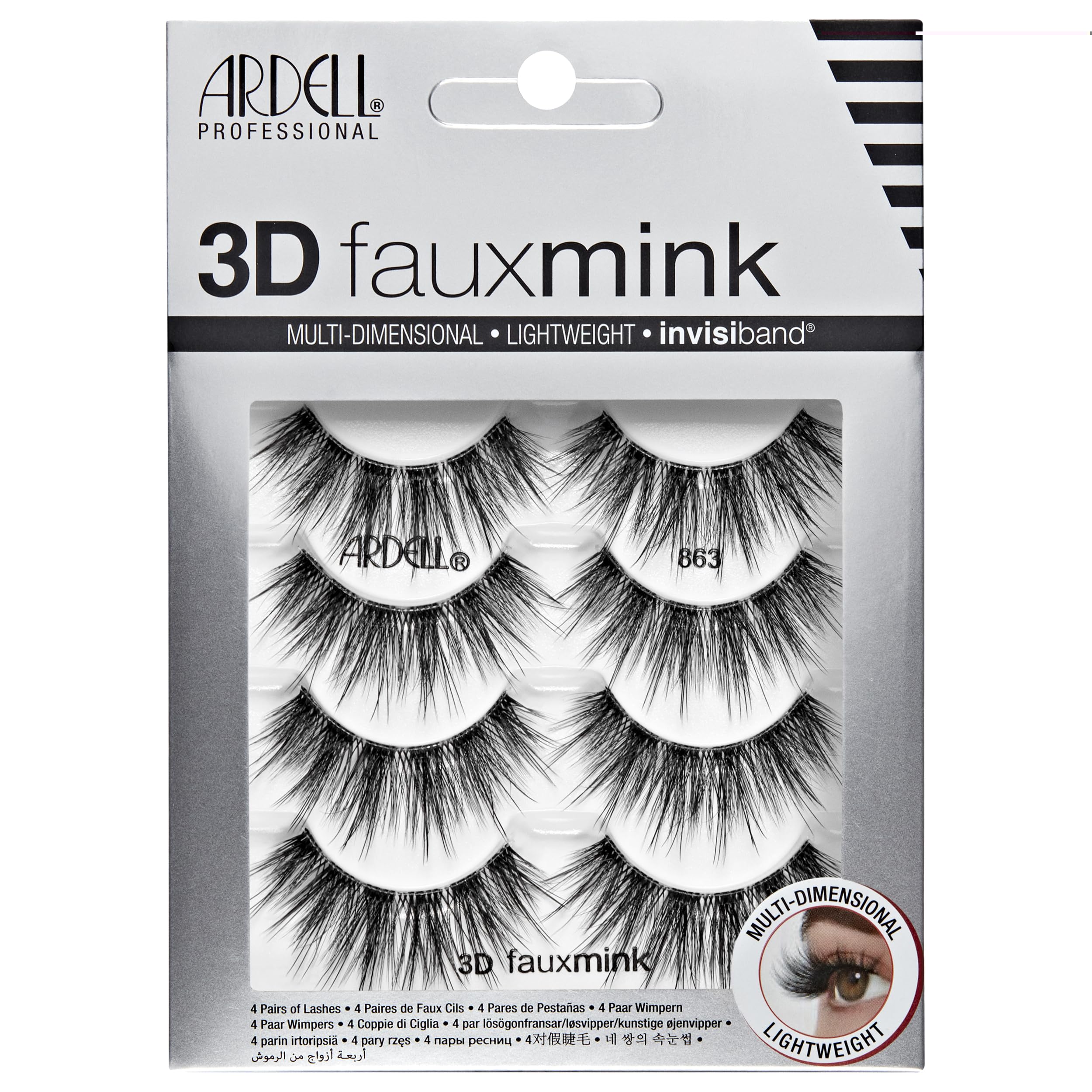 Pestañas Postizas Ardell 3d Faux Mink 863, 4 Pares - Venta Internacional.