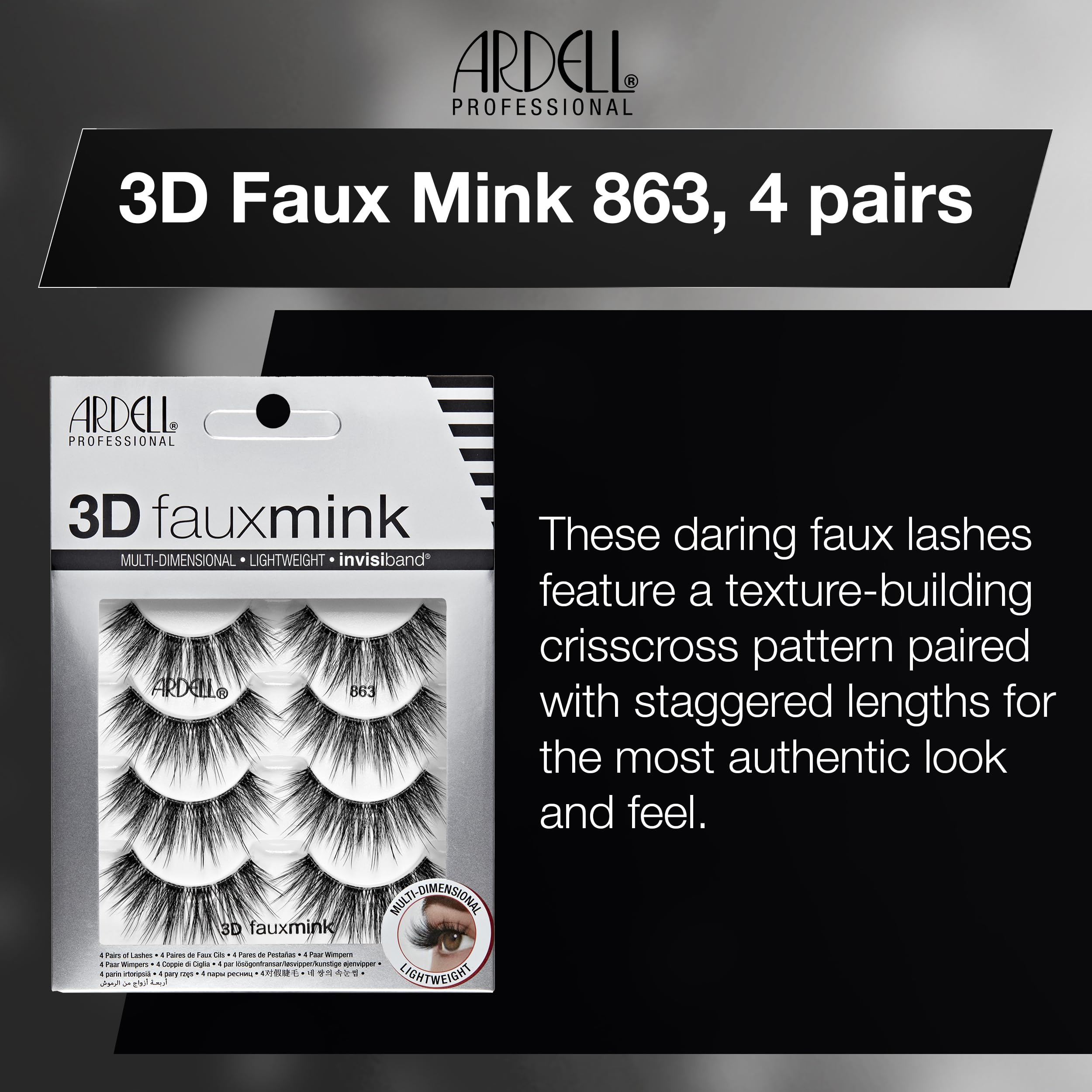 Foto 3 | Pestañas Postizas Ardell 3d Faux Mink 863, 4 Pares - Venta Internacional.