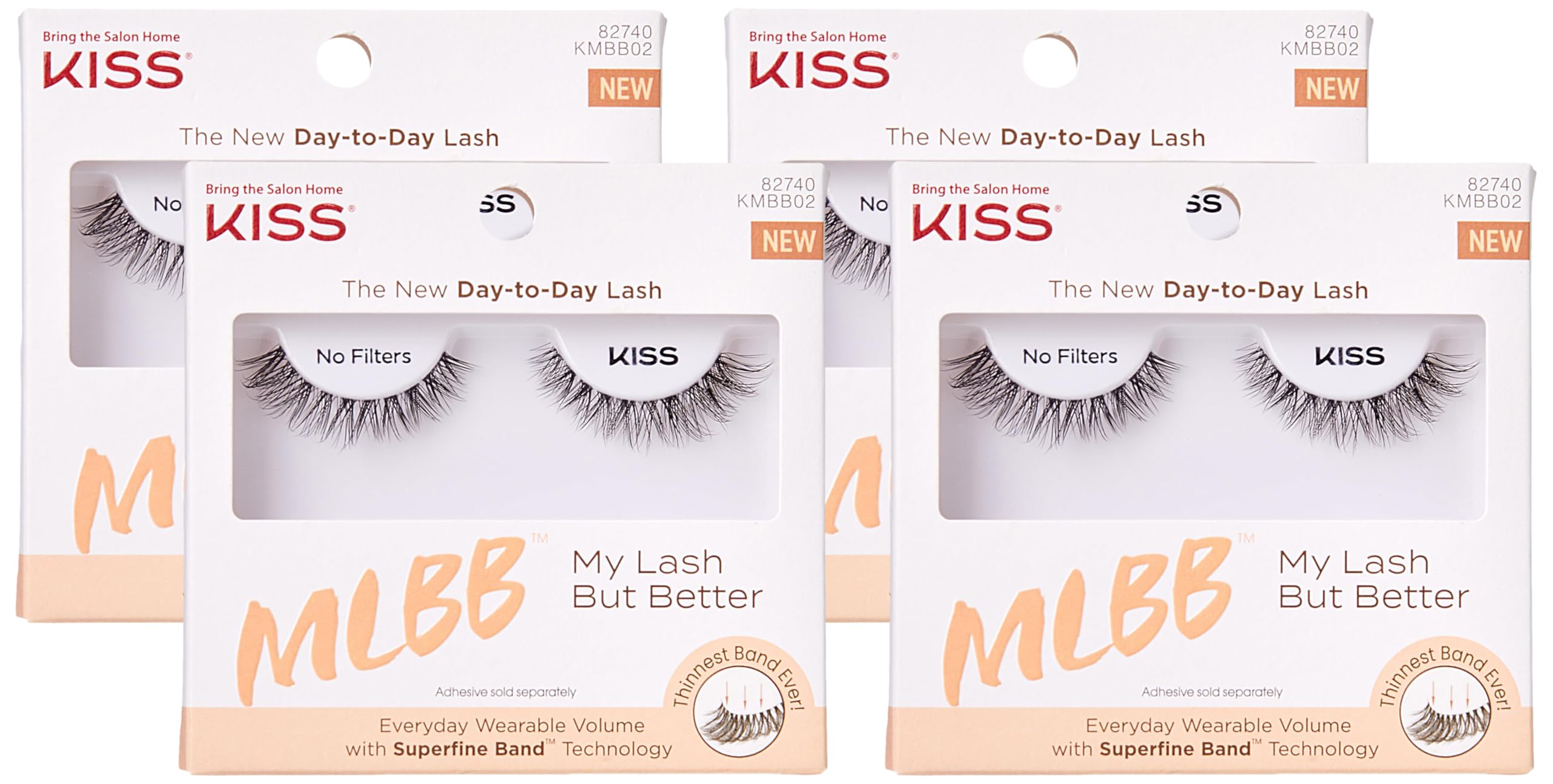 Foto 2 pulgar | Pestañas Postizas Kiss My Lash But Better, 10 Mm, Paquete De 4 - Venta Internacional.