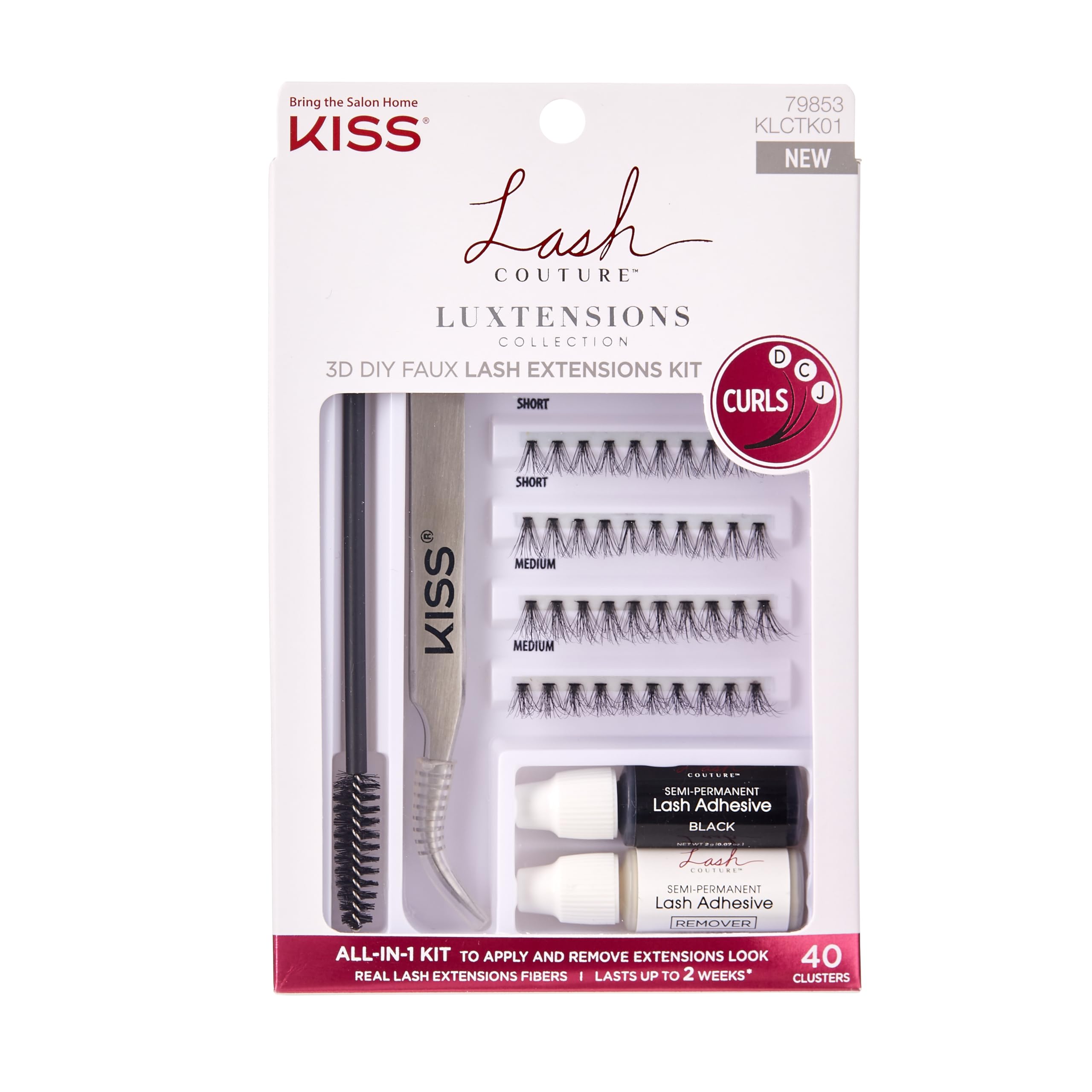 Foto 2 pulgar | Pestañas Postizas Kiss Lash Couture Luxtension 12 Mm Con Kit - Venta Internacional.