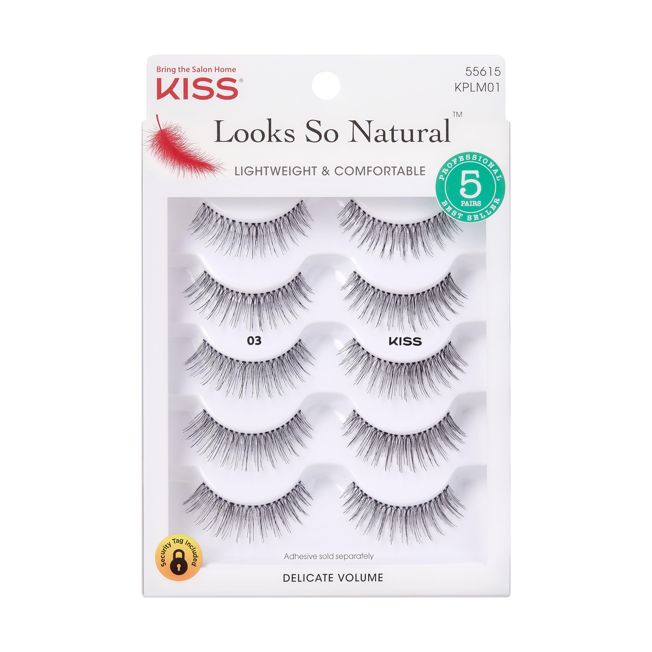 Paquete Múltiple De Pestañas Postizas Kiss Look So Natural, 03 X 5 Pares - Venta Internacional.