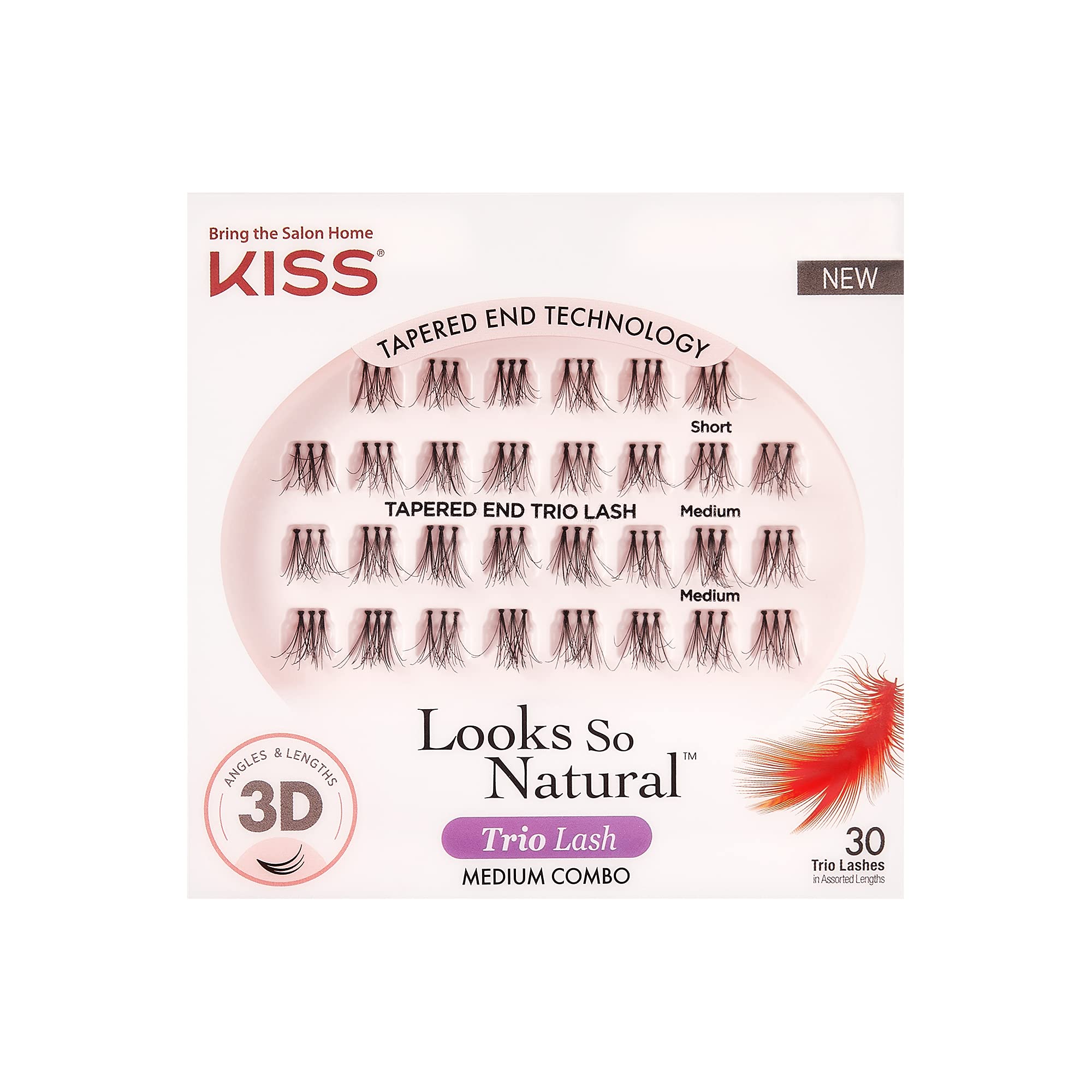 Foto 2 pulgar | Pestañas Postizas Kiss Looks So Natural Trio Lash Medium X30 - Venta Internacional.