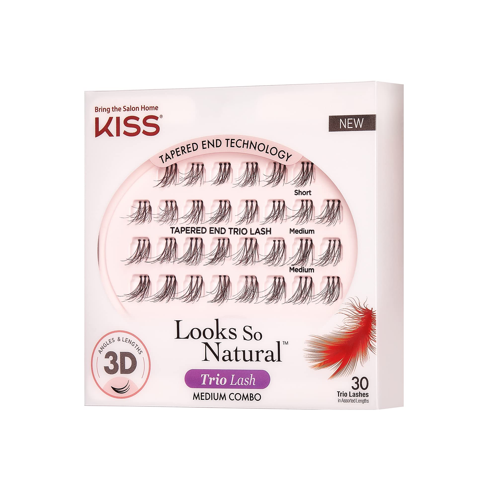 Foto 4 pulgar | Pestañas Postizas Kiss Looks So Natural Trio Lash Medium X30 - Venta Internacional.