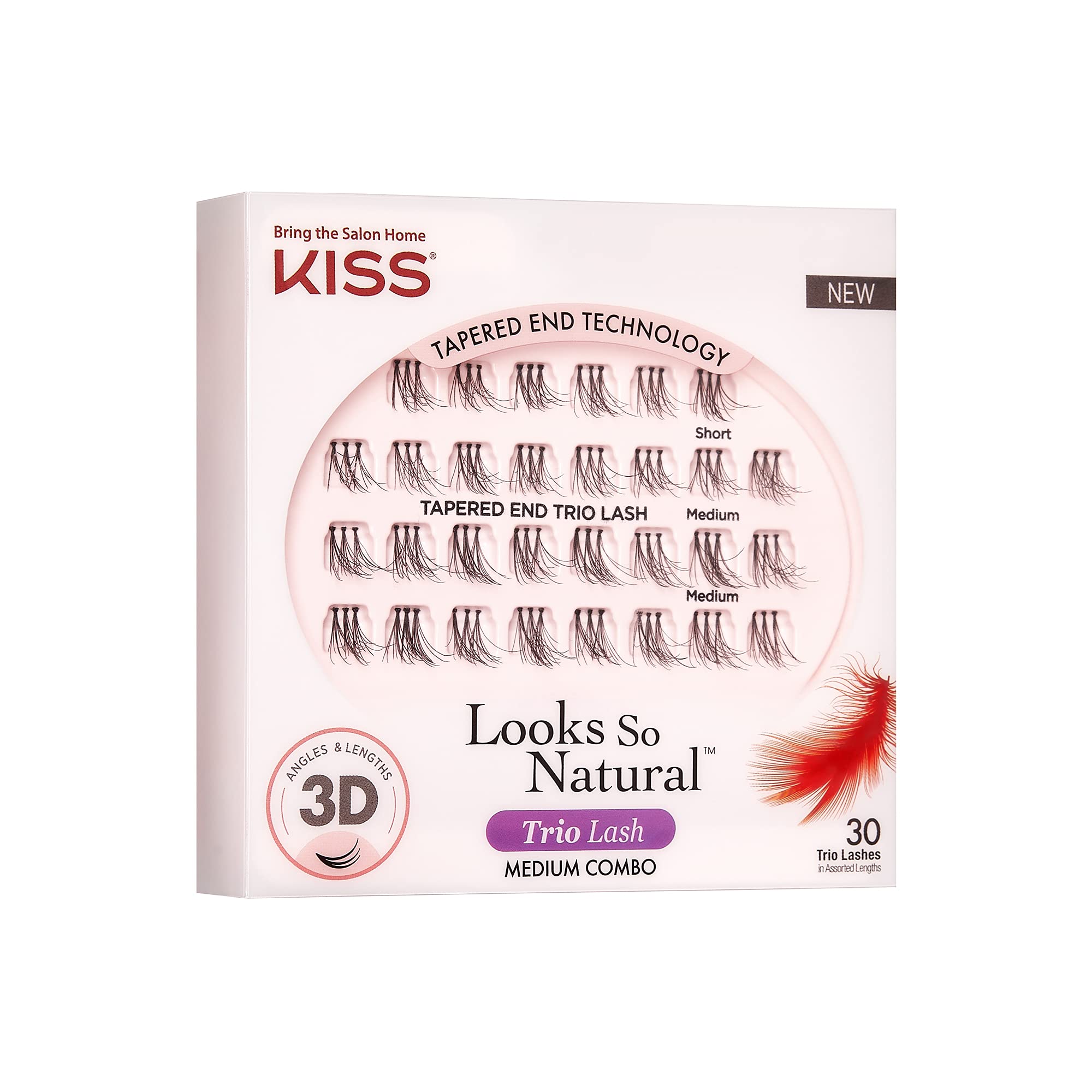 Foto 5 pulgar | Pestañas Postizas Kiss Looks So Natural Trio Lash Medium X30 - Venta Internacional.