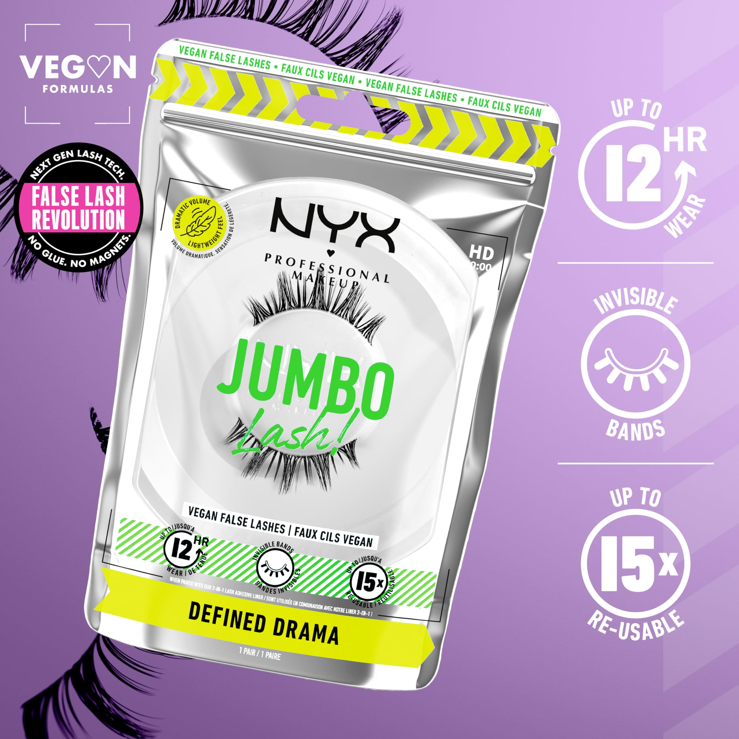 Foto 3 pulgar | Pestañas Postizas Nyx Professional Makeup Jumbo Lash! ¡vegano - Venta Internacional.