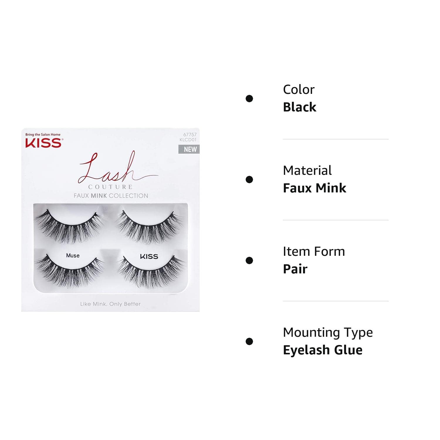 Foto 6 pulgar | Pestañas Postizas Kiss Lash Couture 'muse' De 14 Mm, 2 Pares - Venta Internacional.