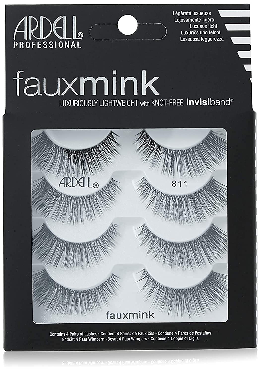 Pestañas Postizas Ardell Faux Mink 811, Paquete Múltiple De 4 Pares - Venta Internacional.