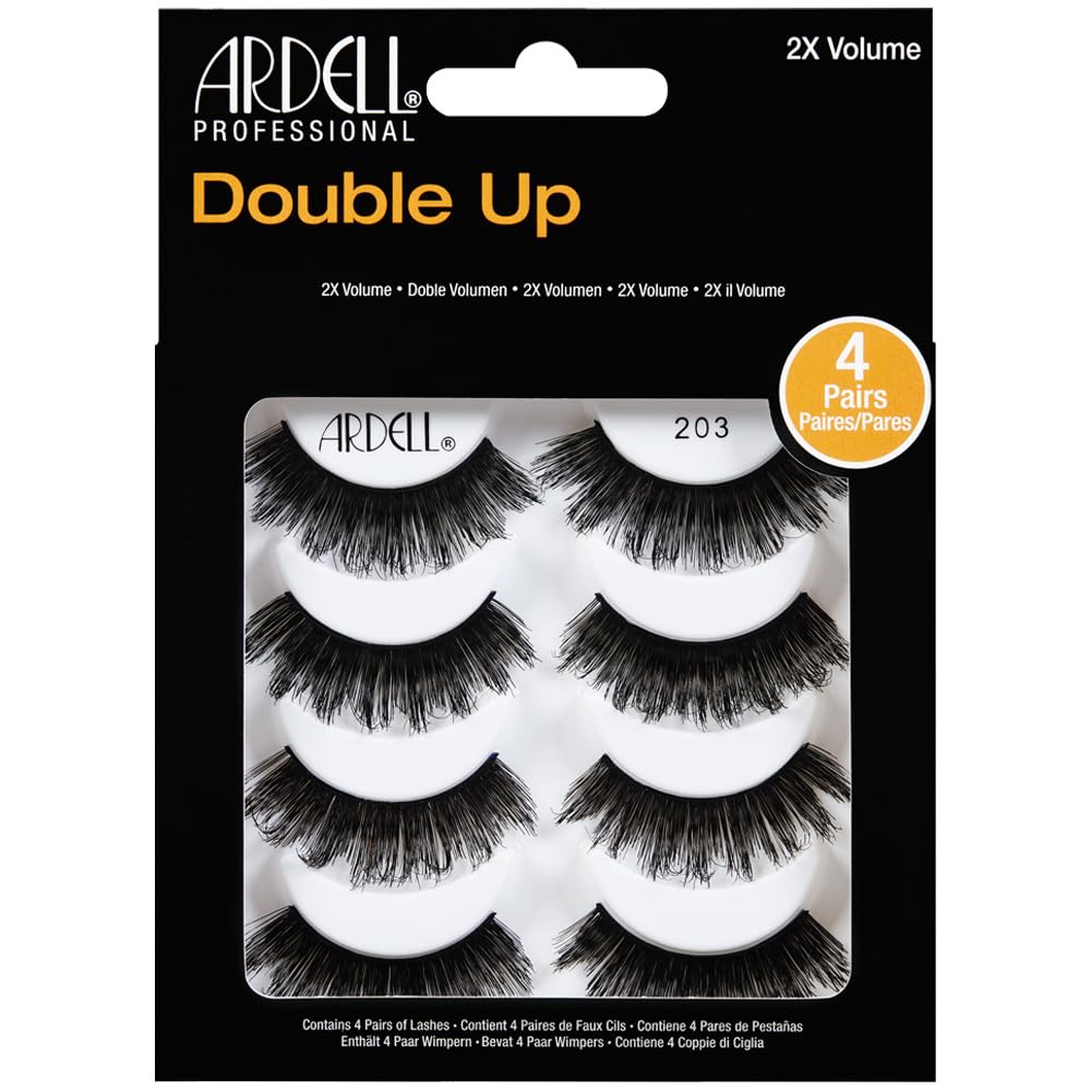 Pestañas Postizas Ardell Double Up 203, 4 Pares, Paquete De 4 - Venta Internacional.