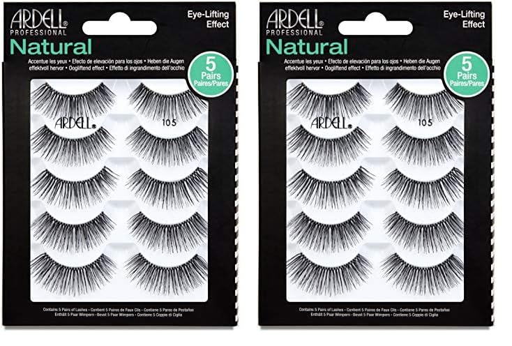 Foto 1 | Pestañas Postizas Ardell Natural 105 Negras, Paquete De 5 Pares, X2 - Venta Internacional.