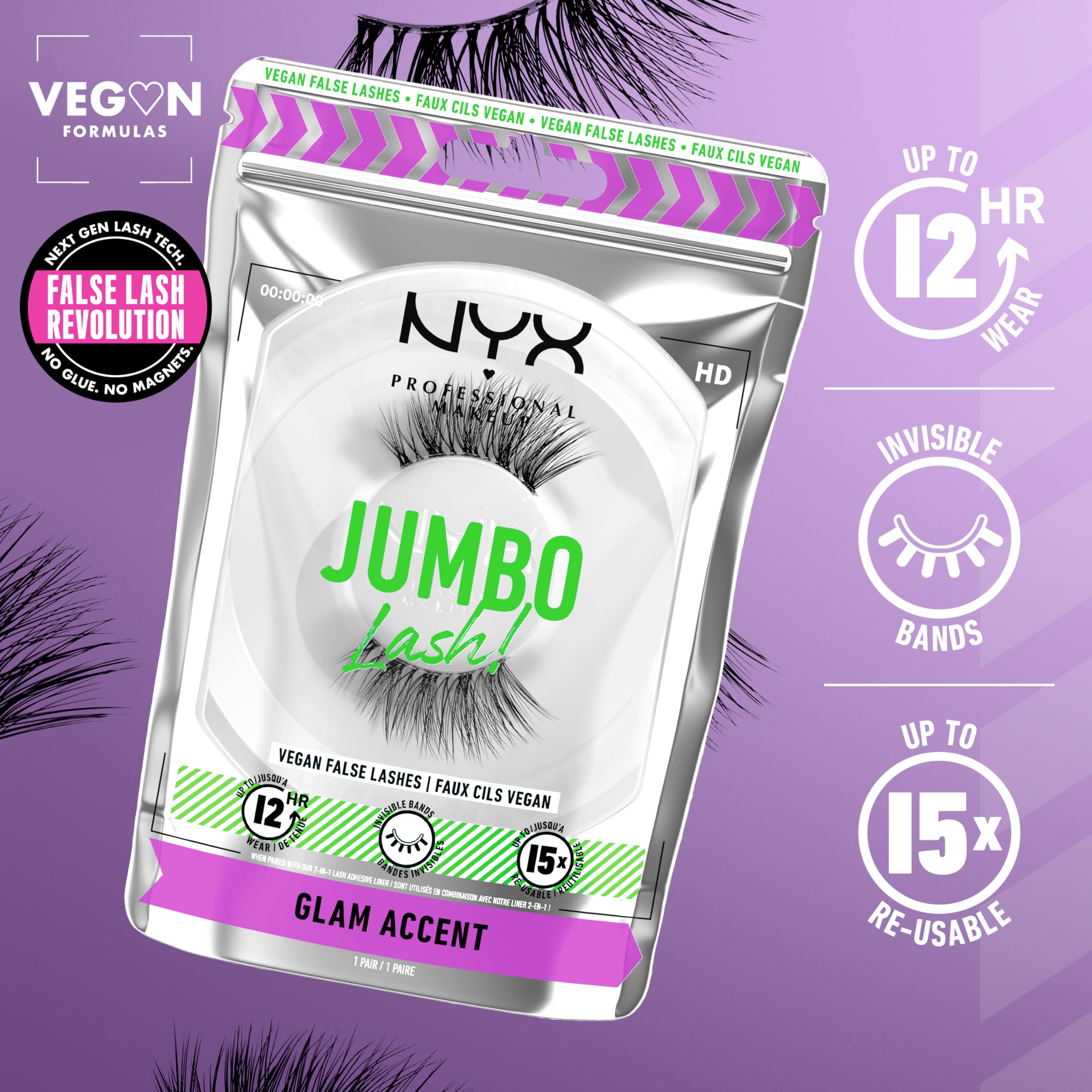 Foto 3 pulgar | Pestañas Postizas Nyx Professional Makeup Jumbo Lash! Acento Glamuroso - Venta Internacional.