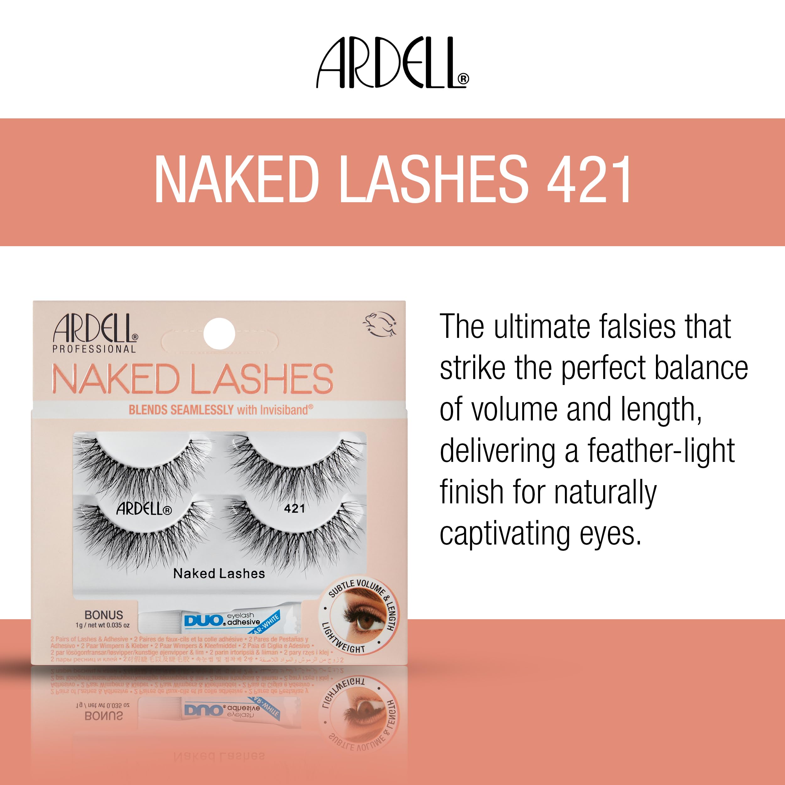 Foto 4 pulgar | Pestañas Postizas Ardell Naked Lashes 421, Paquete De 2 Con Pipeta Duo De 1 G - Venta Internacional.