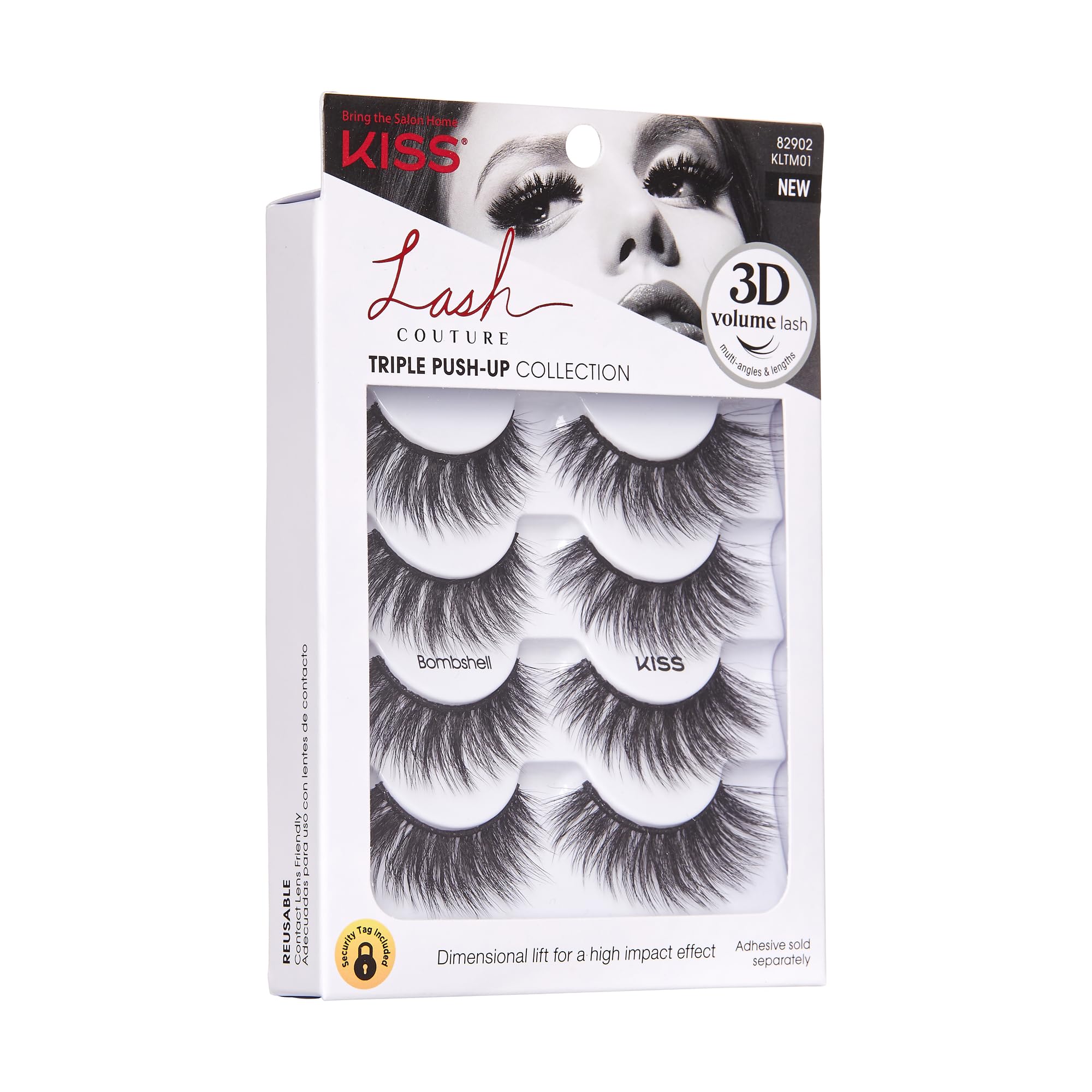 Foto 4 pulgar | Pestañas Postizas Kiss Lash Couture Triple Push-up «bombshell» - Venta Internacional.