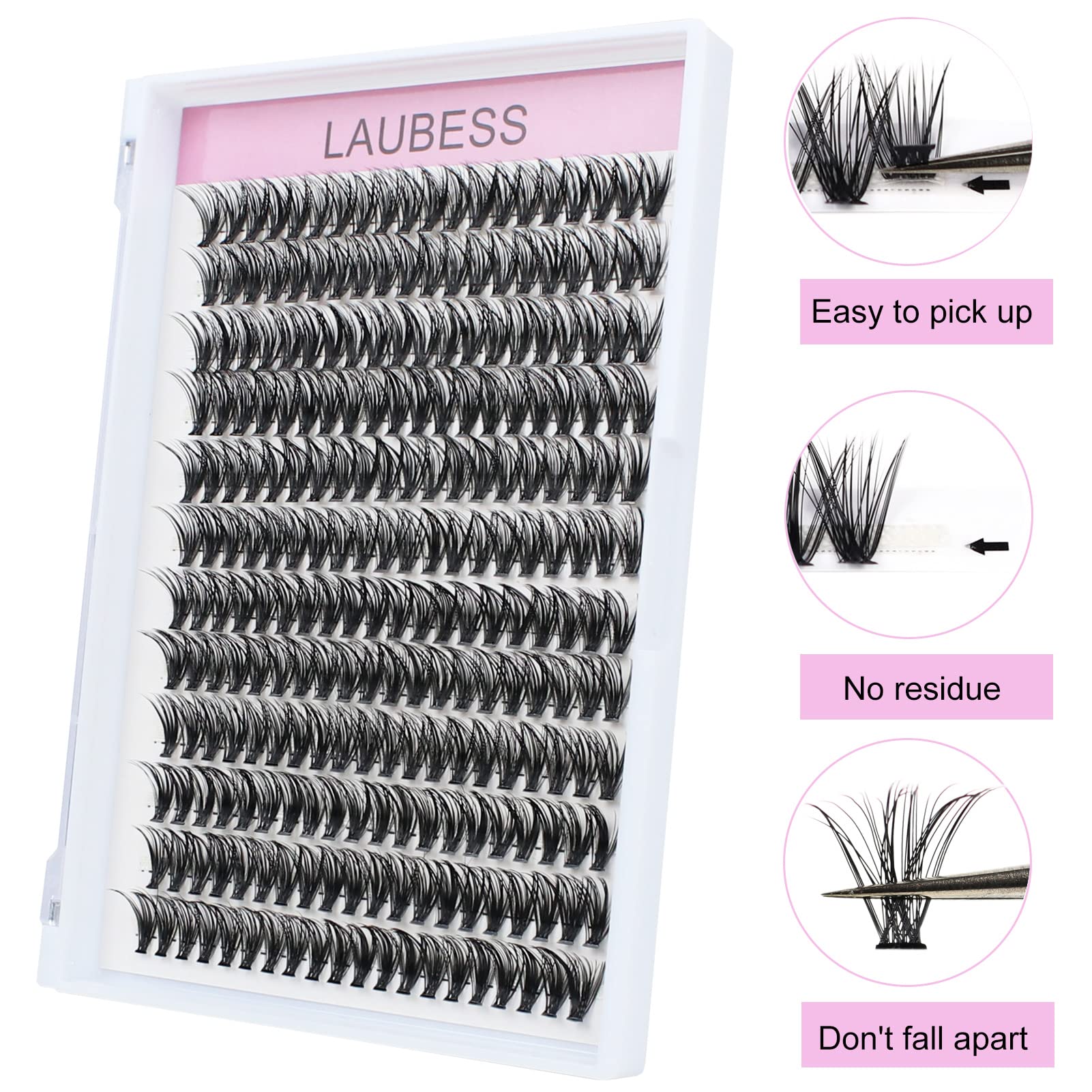 Foto 6 | Extensión De Pestañas Laubess Cluster Lashes, 240 Unidades, 40 D, Rizo - Venta Internacional.