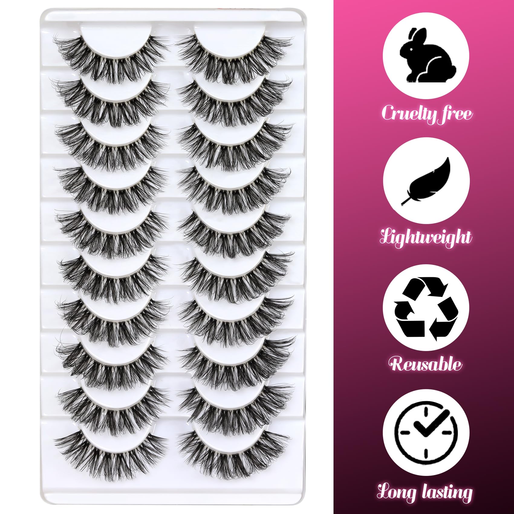 Foto 4 pulgar | Strip Lashes Veleasha Russian D Curl Lashes, Paquete De 10 Pares - Venta Internacional.