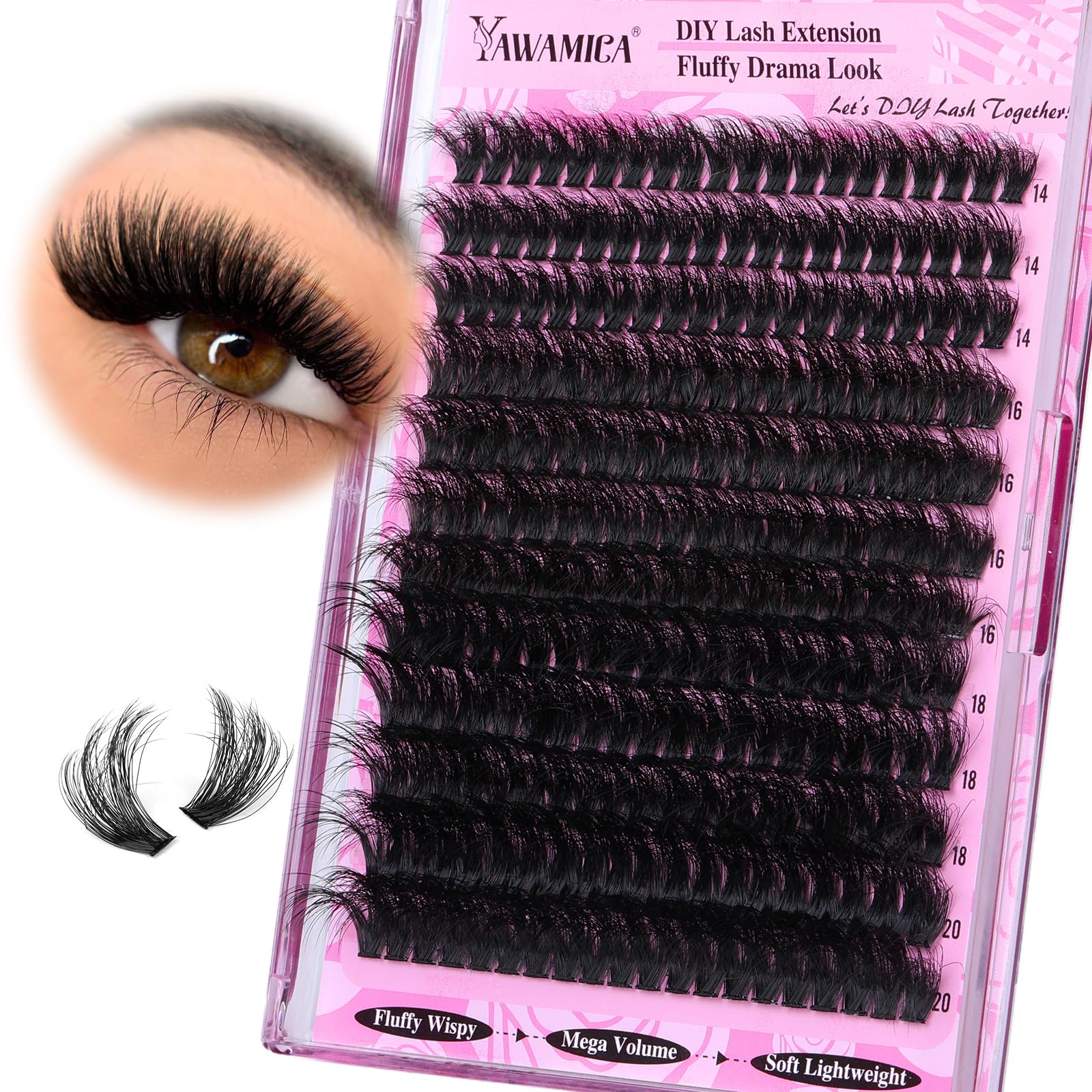 Foto 2 pulgar | Extensiones De Pestañas Yawamica Fluffy Lash Clusters 200d Volume - Venta Internacional.