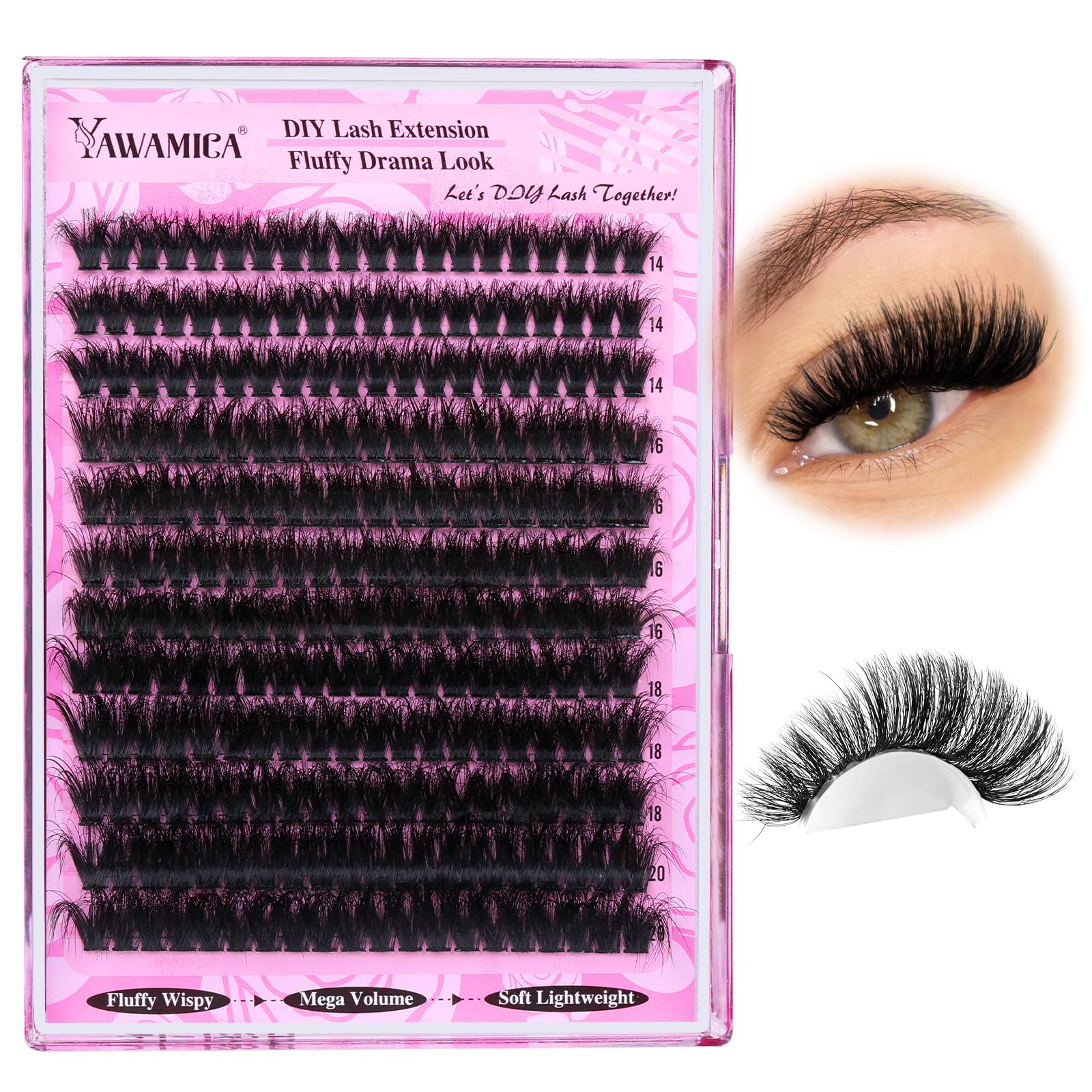 Foto 8 pulgar | Extensiones De Pestañas Yawamica Fluffy Lash Clusters 200d Volume - Venta Internacional.