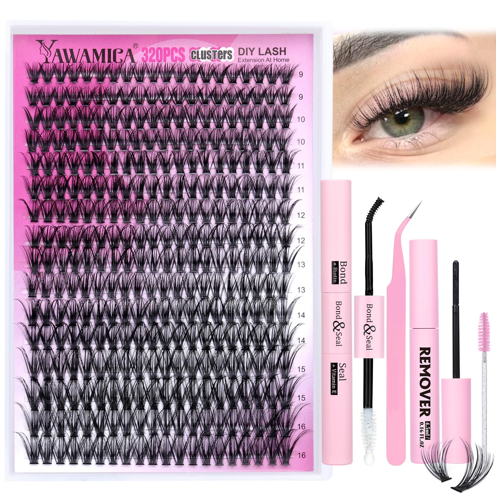 Kit De Extensión De Pestañas Yawamica, 320 Unidades, Lash Clusters D Curl - Venta Internacional.