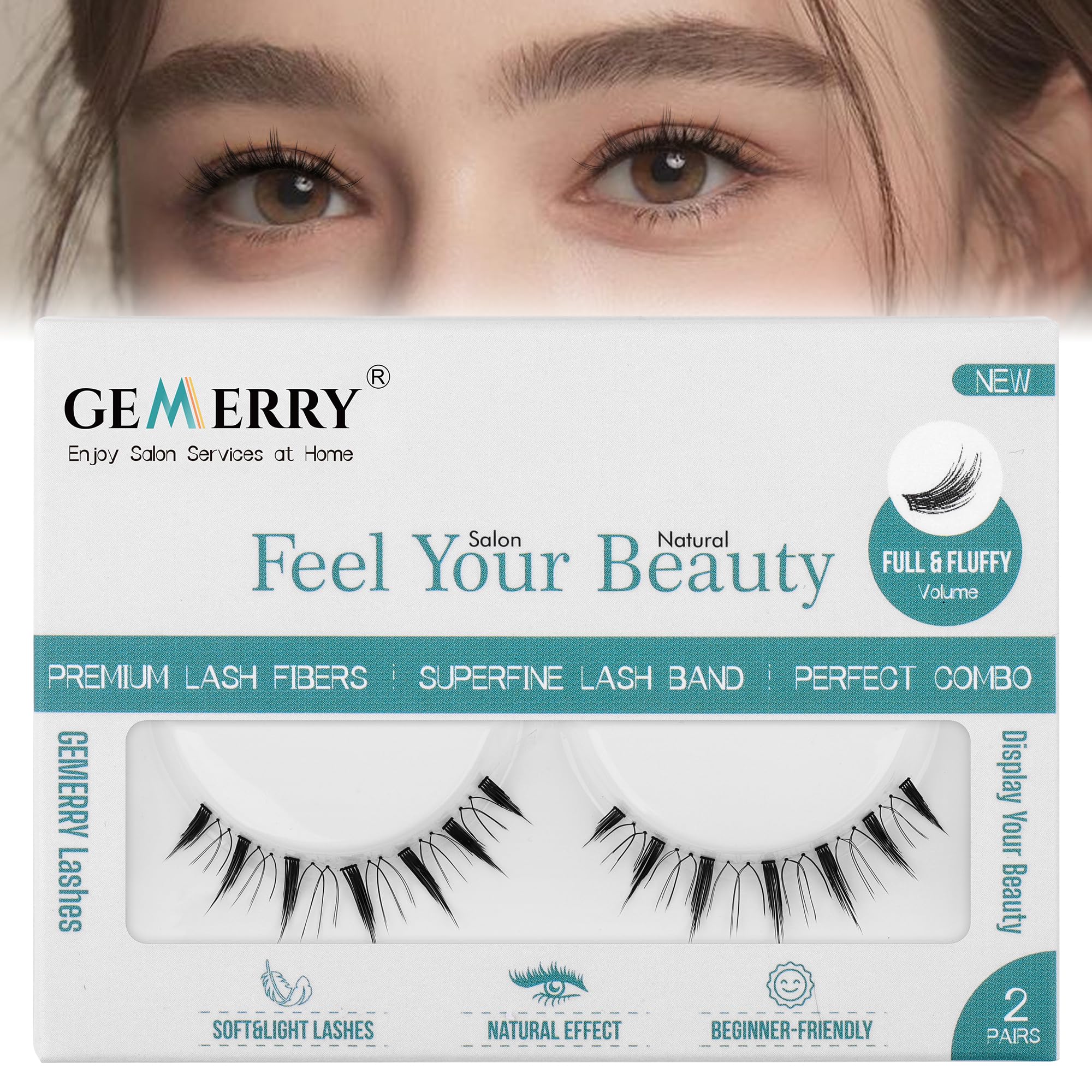 Foto 1 | Clústeres de Pestañas Gemerry Lash Clusters 2 Pares - Venta Internacional