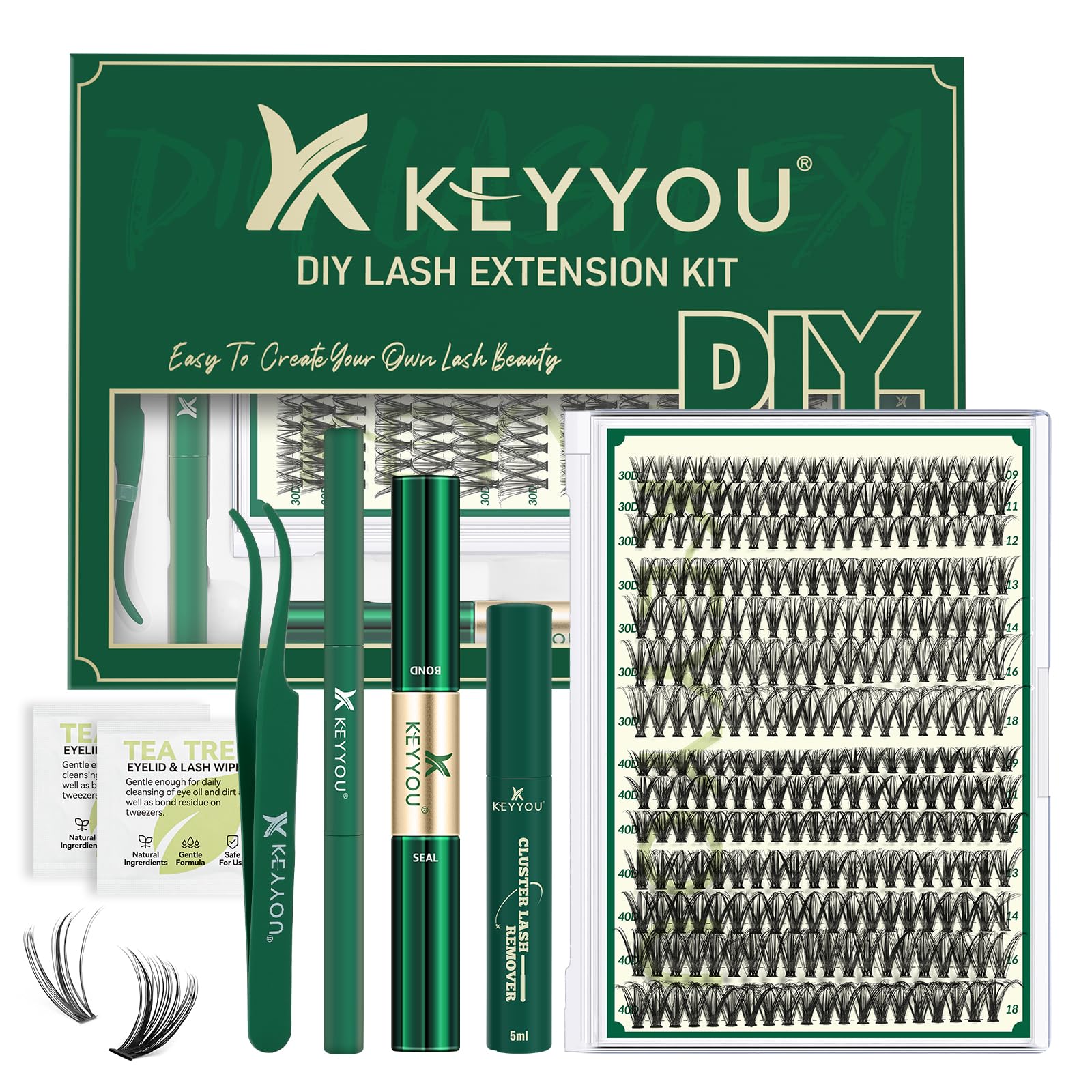 Kit De Extensión De Pestañas Keyyou, 300 Unidades, Individual, Rizo 30d40dd 0.07d - Venta Internacional. $782
