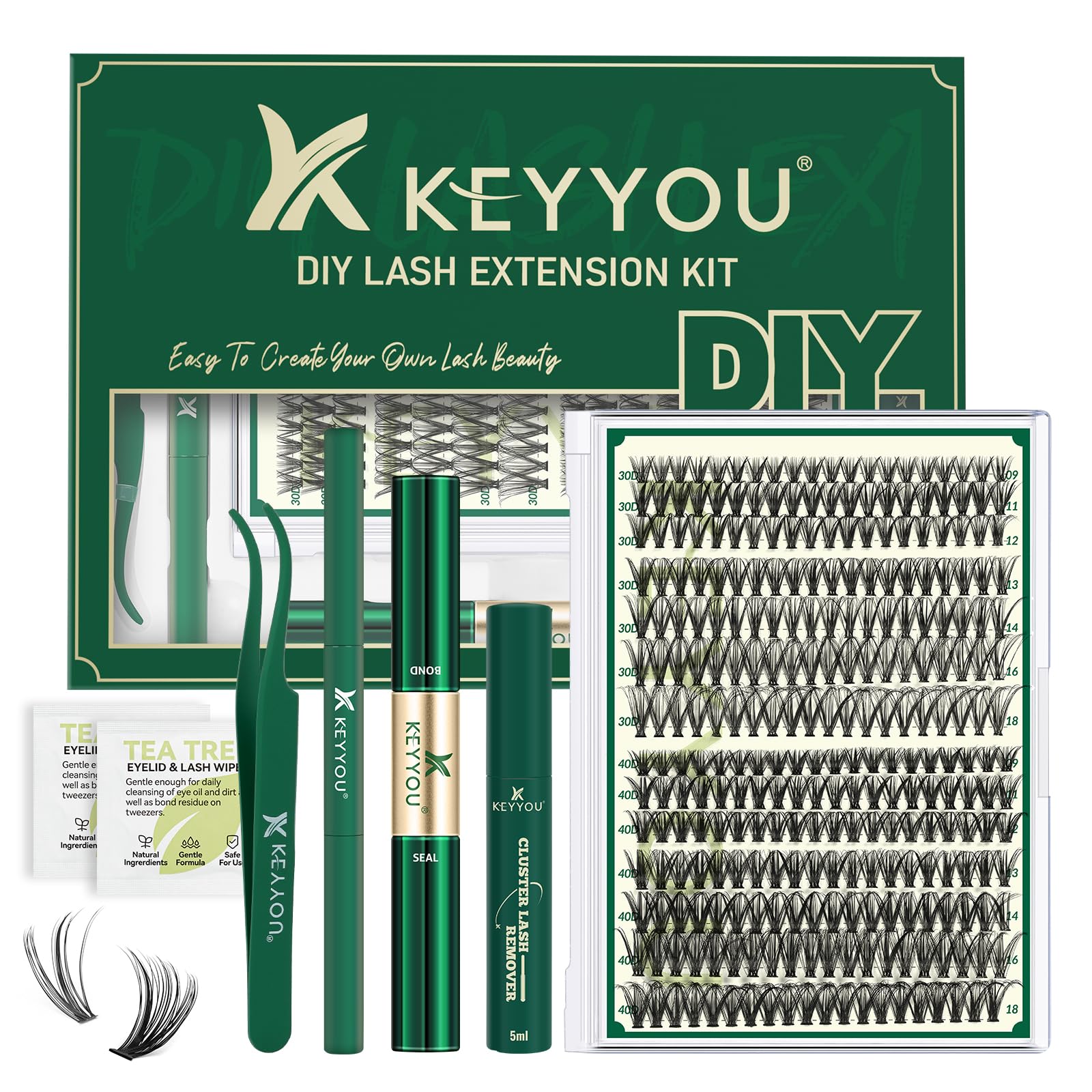 Foto 2 pulgar | Kit De Extensión De Pestañas Keyyou, 300 Unidades, Individual, Rizo 30d40dd 0.07d - Venta Internacional.