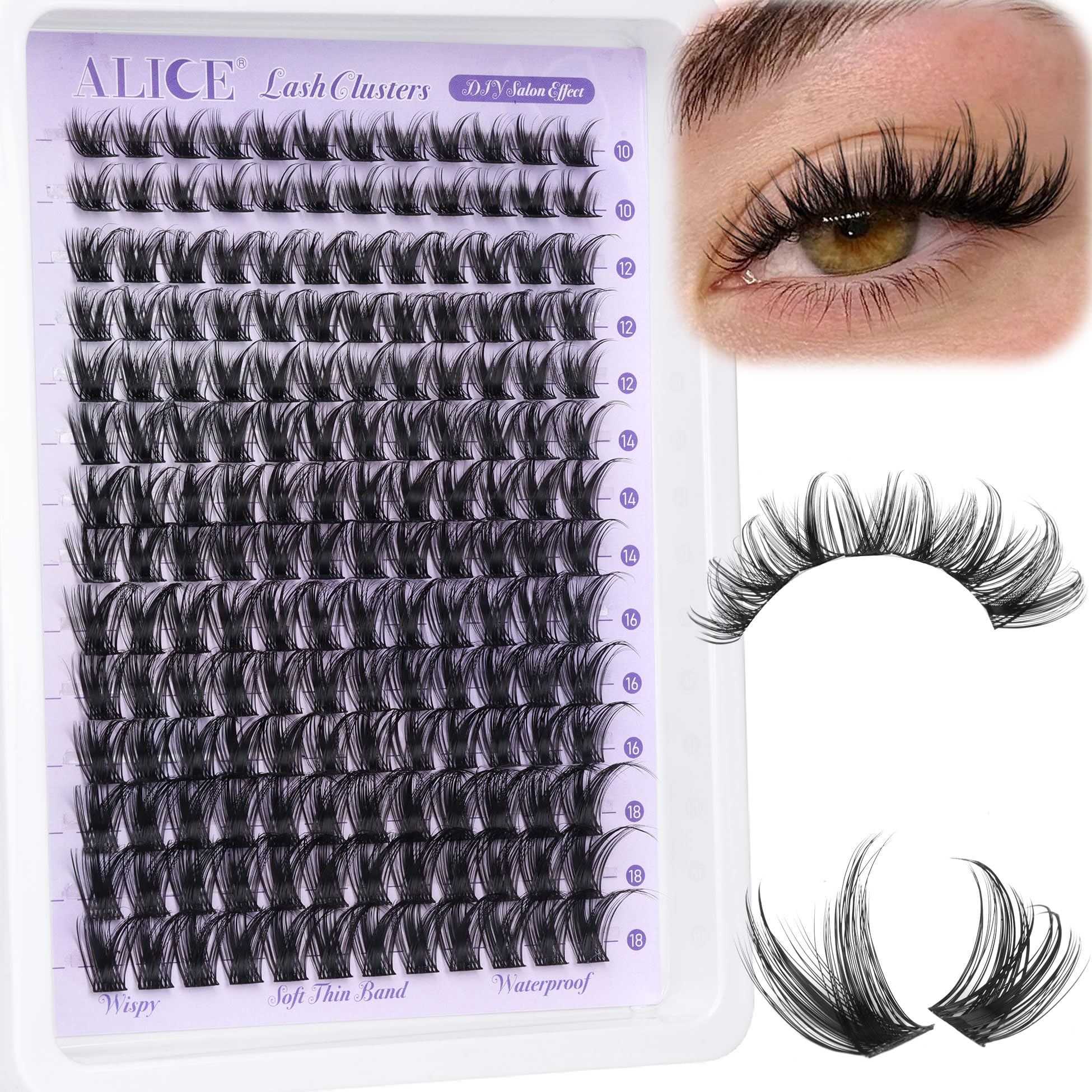 Extensiones De Pestañas Alice Lash Clusters Wispy 168 Unidades 10-18 Mm - Venta Internacional. $426