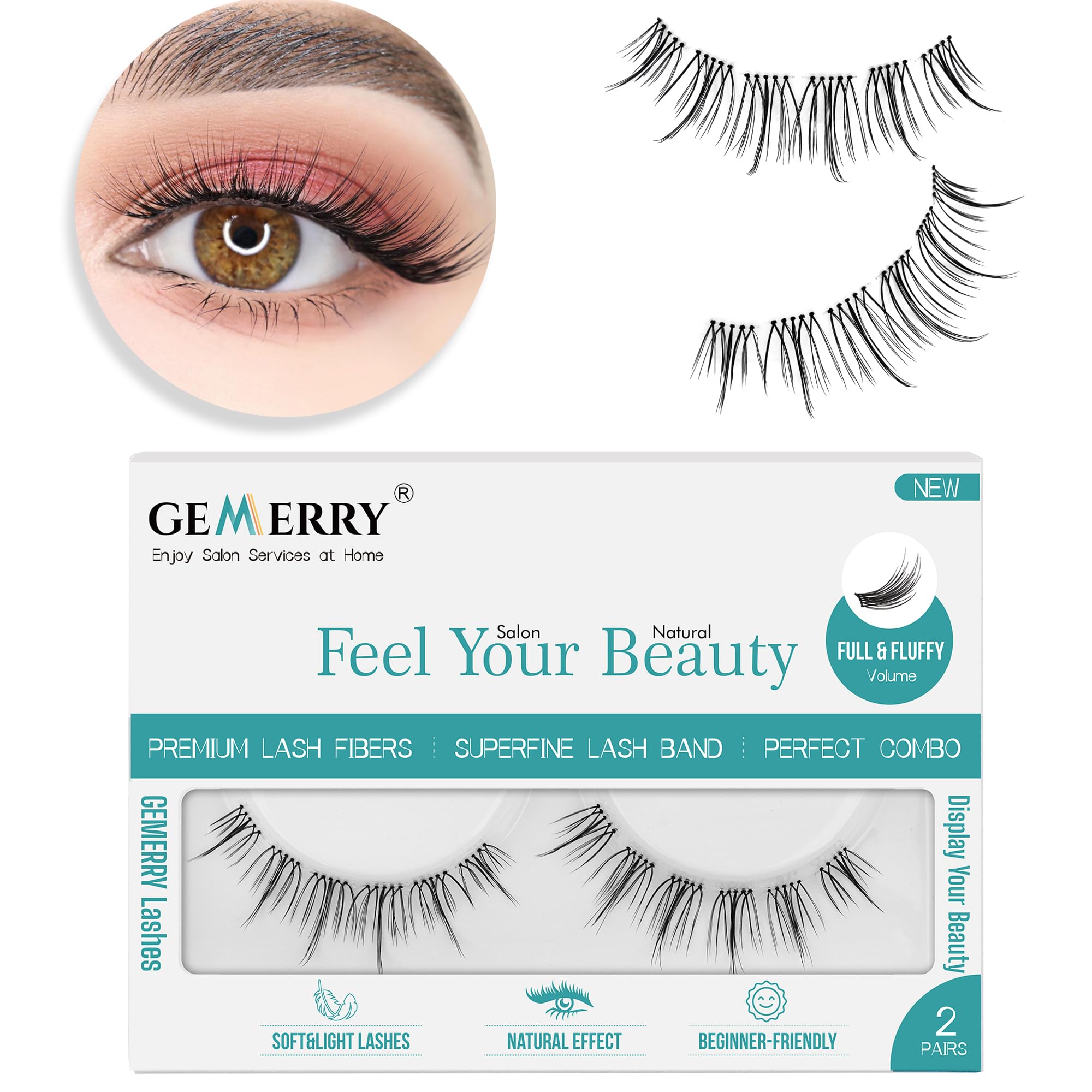 Clústeres de Pestañas Gemerry Lash Clusters Calidad Salón 2 Pares - Venta Internacional