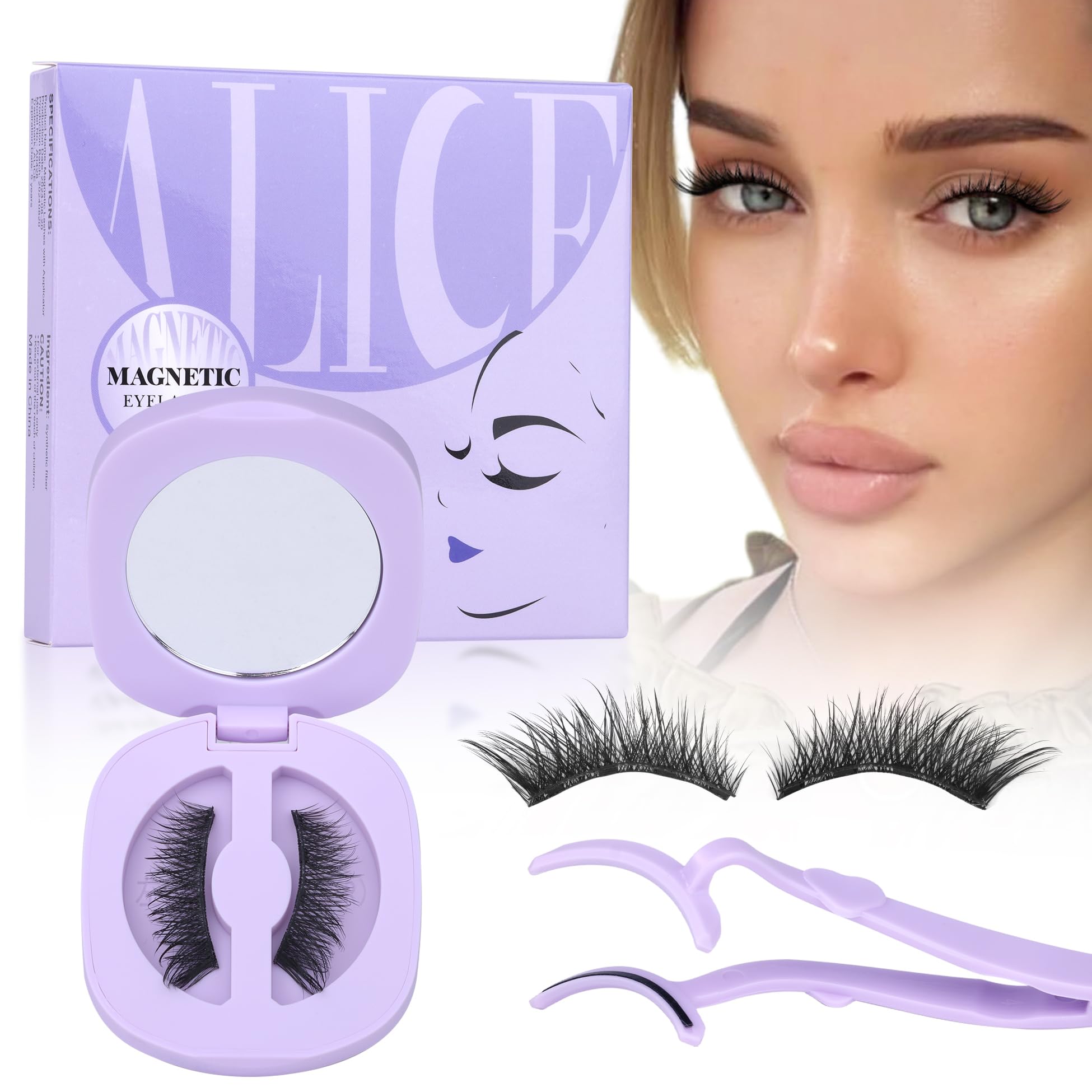 Foto 3 pulgar | Kit De Pestañas Magnéticas Alice Natural Lashes Con Aplicador - Venta Internacional.