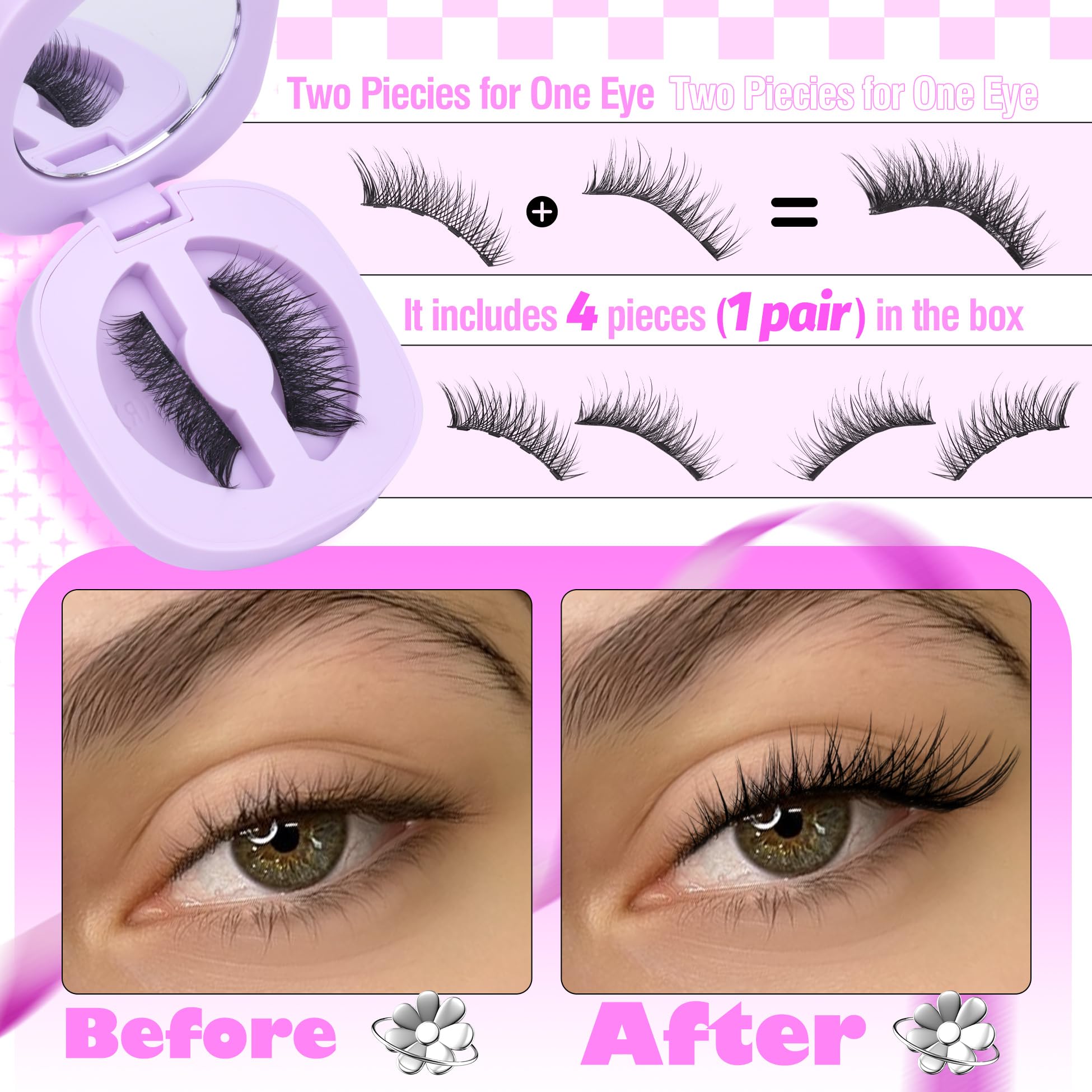 Foto 6 pulgar | Kit De Pestañas Magnéticas Alice Natural Lashes Con Aplicador - Venta Internacional.