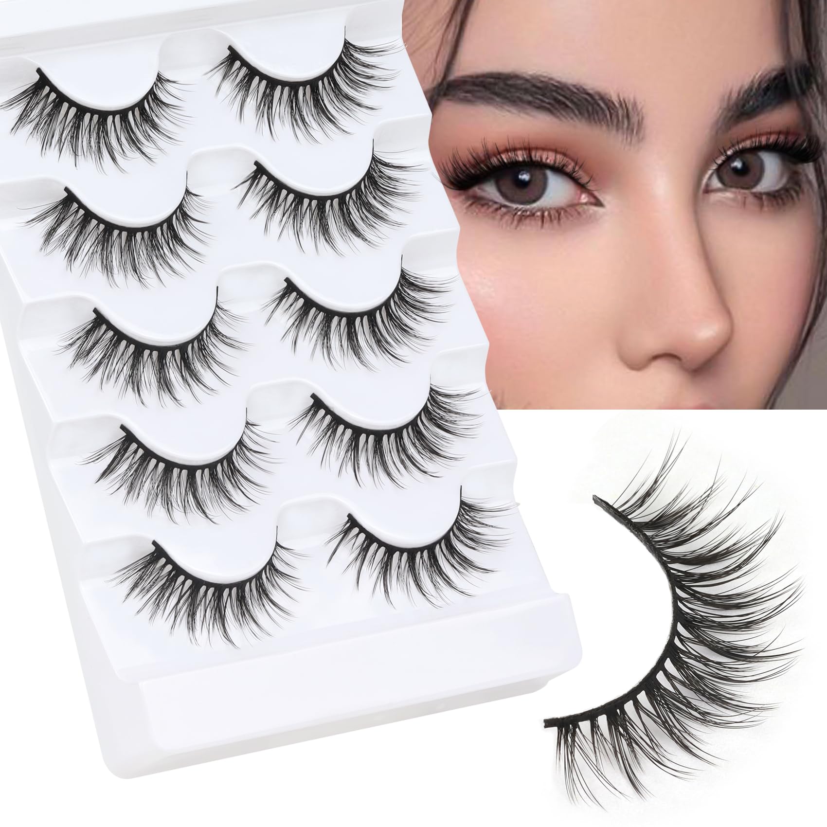 Pestañas Postizas Veleasha Lashes 5d De Visón Sintético, Paquete De 5 Pares, G2 - Venta Internacional.