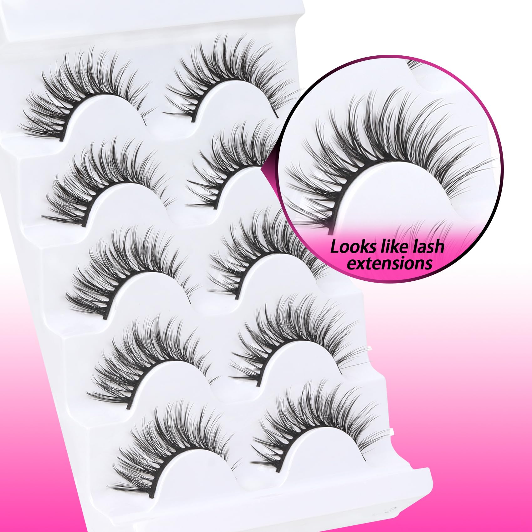 Foto 3 pulgar | Pestañas Postizas Veleasha Lashes 5d De Visón Sintético, Paquete De 5 Pares, G2 - Venta Internacional.