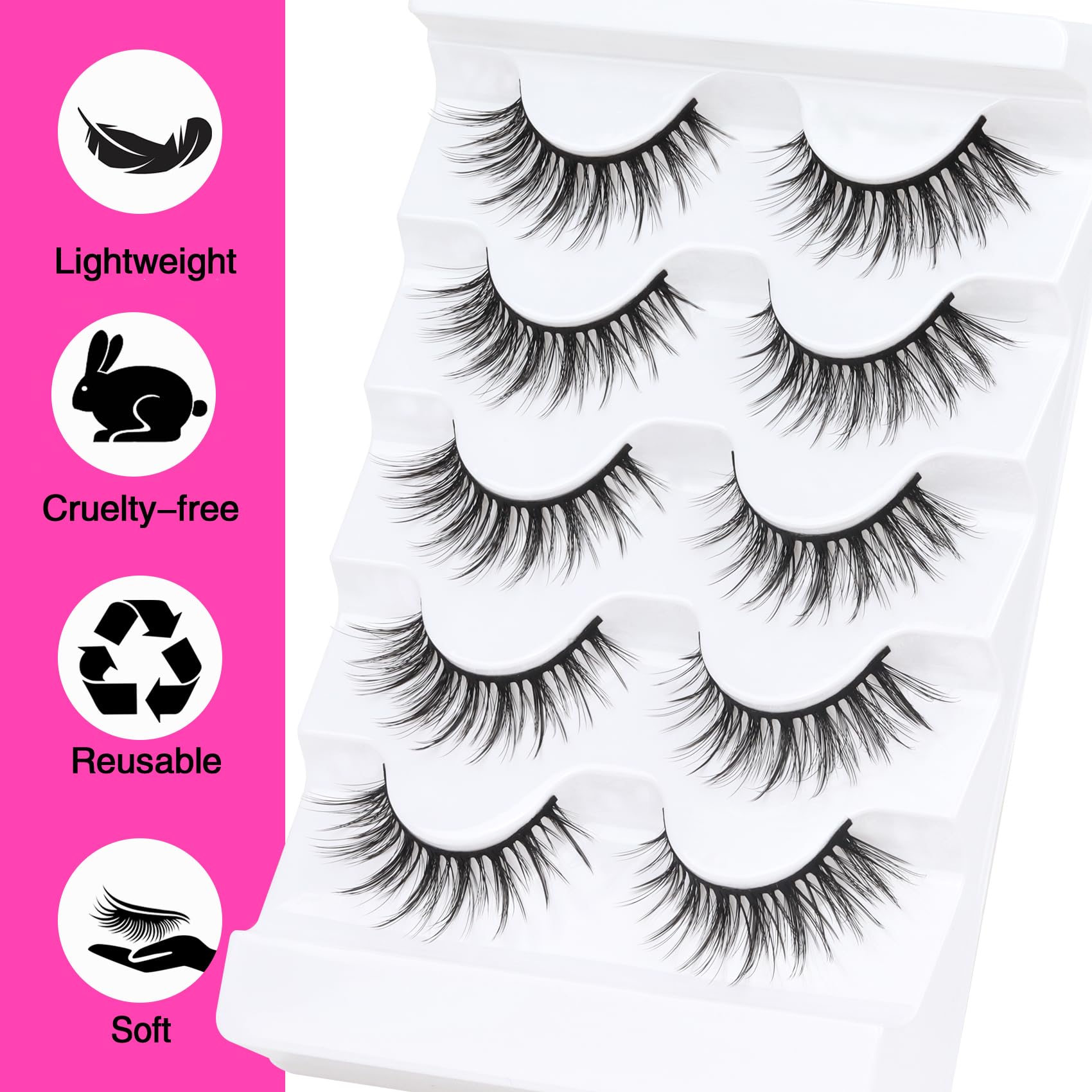 Foto 4 pulgar | Pestañas Postizas Veleasha Lashes 5d De Visón Sintético, Paquete De 5 Pares, G2 - Venta Internacional.