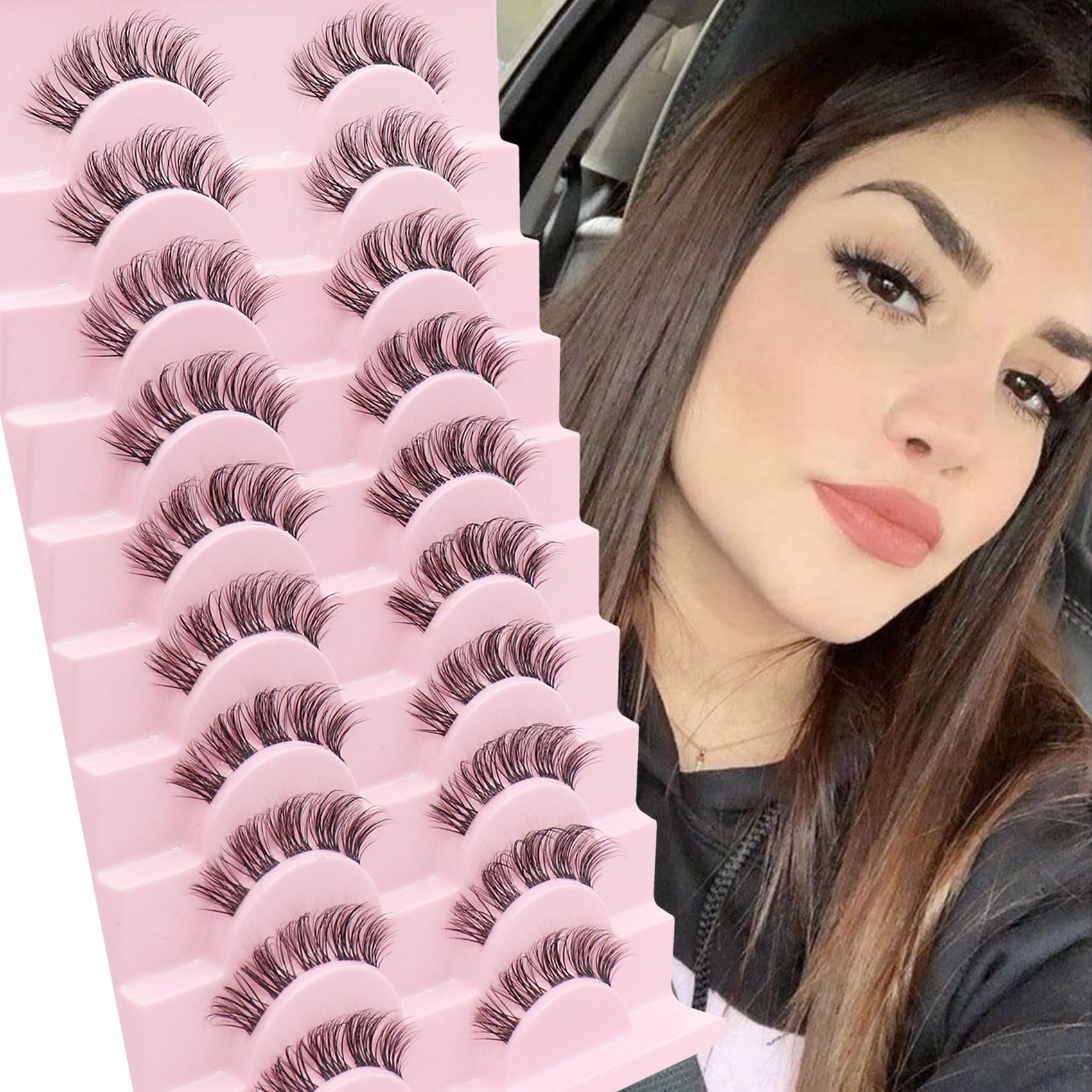 Eyelashes Veleasha Clear Band D Curl Russian, Paquete De 10 Pares - Venta Internacional.