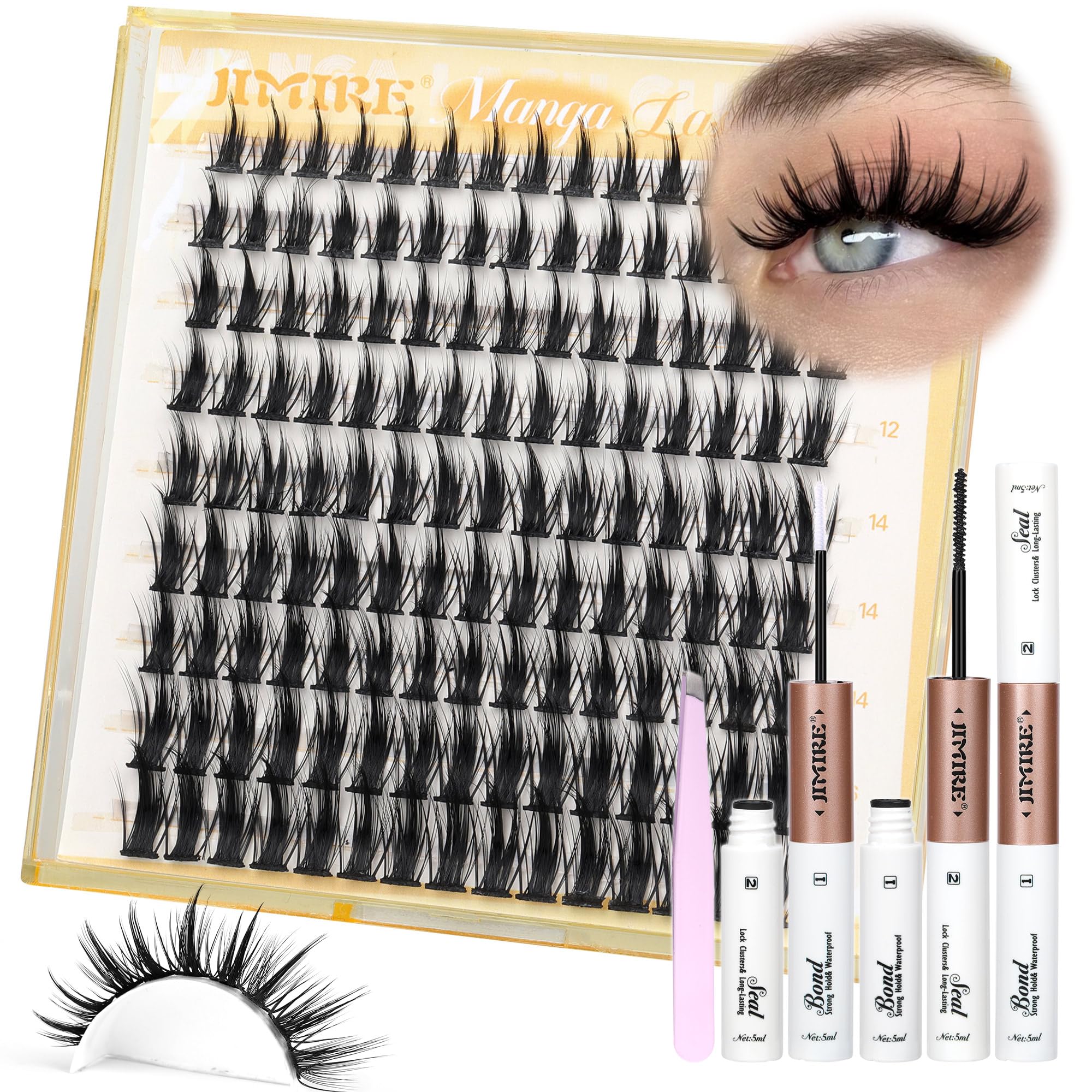 Kit De Racimos De Pestañas Jimire Manga Lash, Rizo En D Natural De 10 A 16 Mm - Venta Internacional.