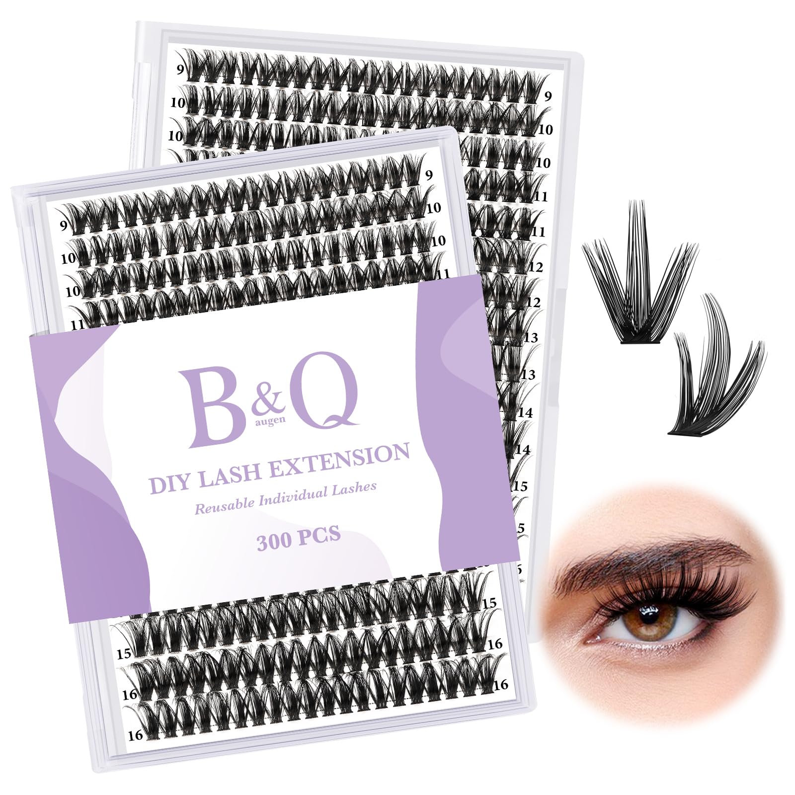 Falso Eyelash Cluster Manga Lashes Cluster 50d-0.07d 300 Unidades - Venta Internacional.