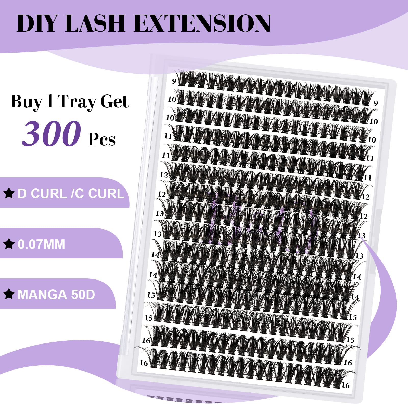 Foto 6 pulgar | Falso Eyelash Cluster Manga Lashes Cluster 50d-0.07d 300 Unidades - Venta Internacional.