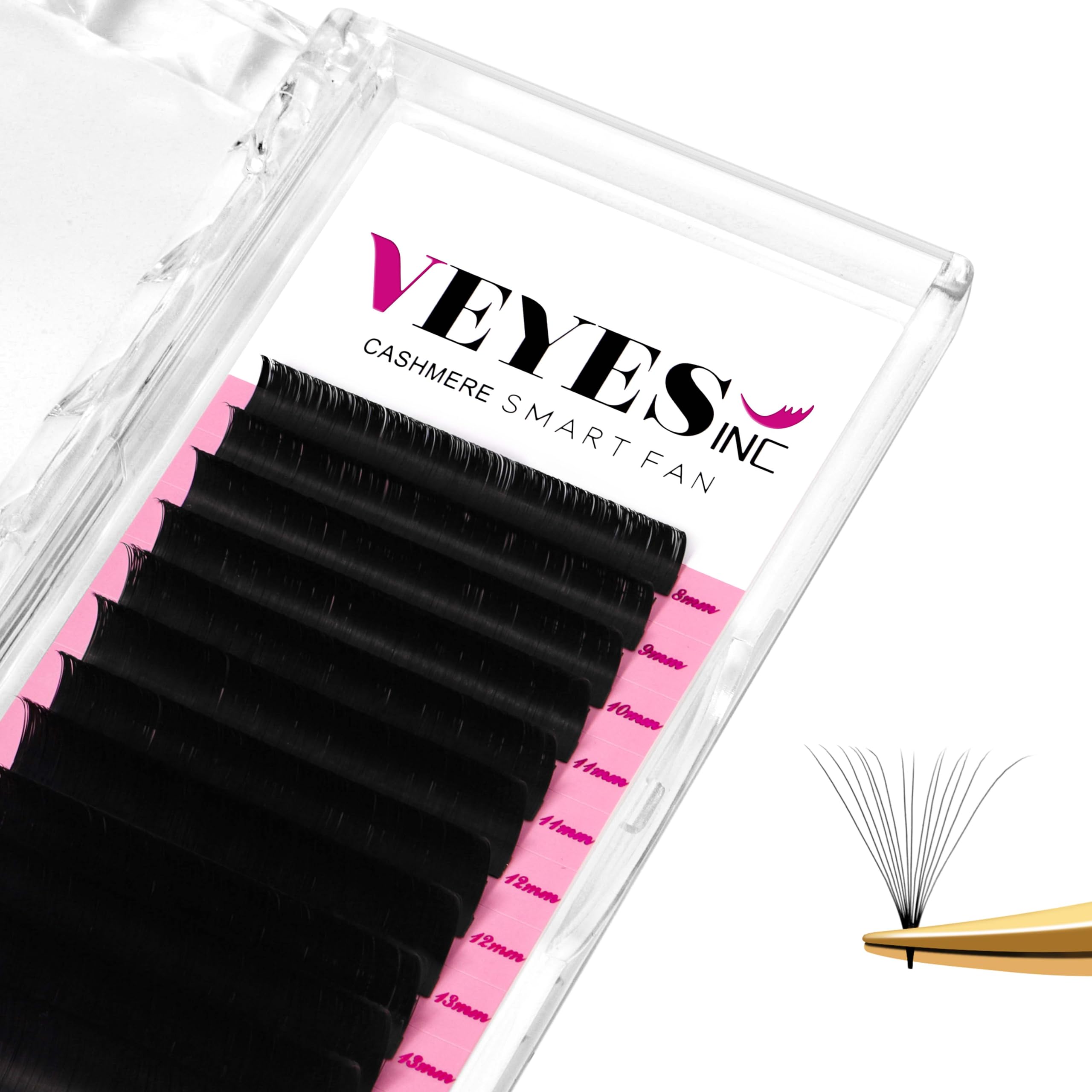 Extensiones Inteligentes De Pestañas En Forma De Abanico De Cachemir Veyes Inc, 0,05 D 8-16 Mm - Venta Internacional.