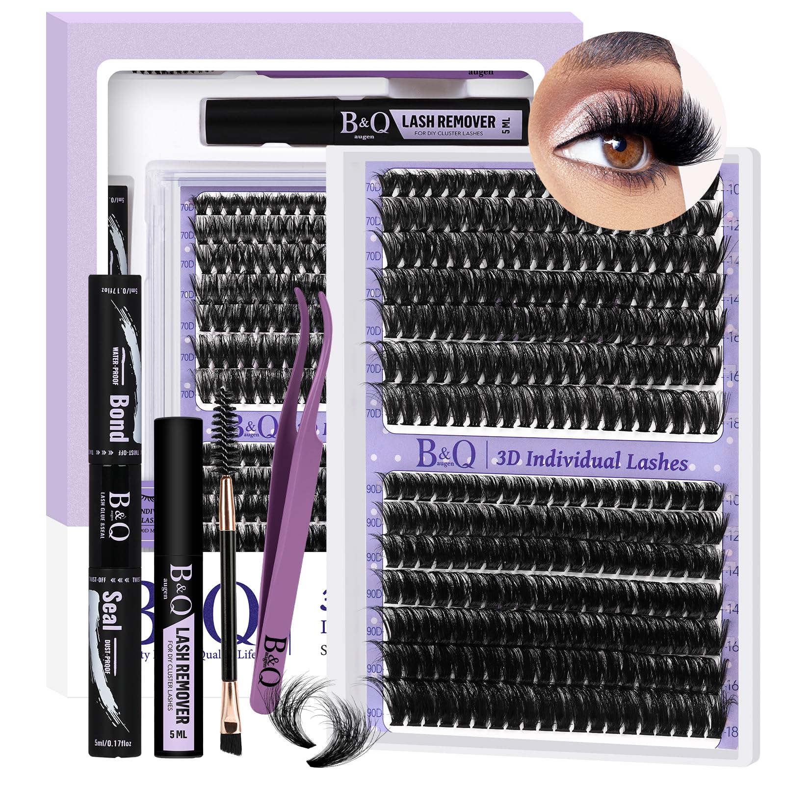 Kit De Extensión De Pestañas B&qaugen 3d Thick Lash Clusters, 280 Unidades - Venta Internacional.