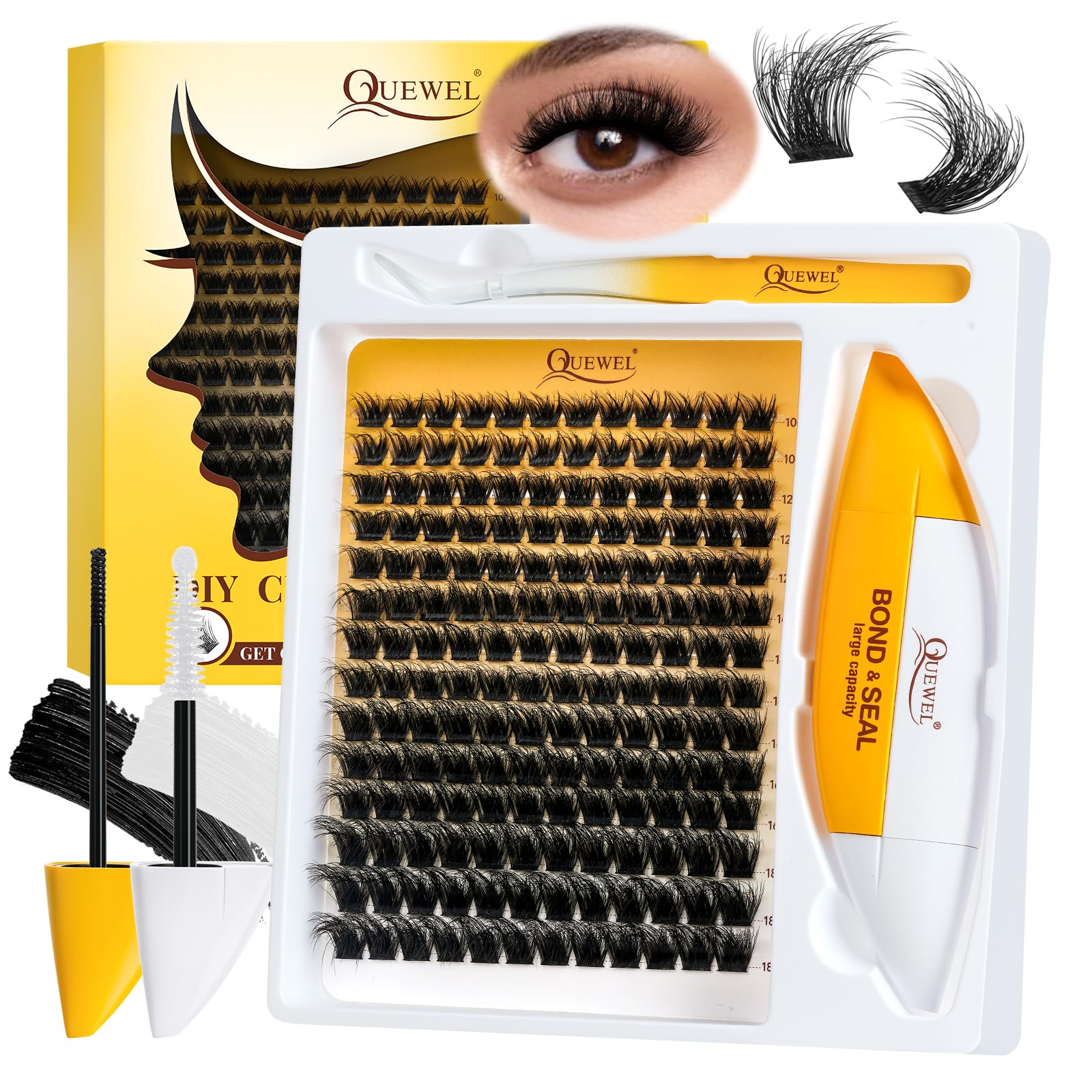 Kit De Extensión De Pestañas Quewel Fluffy Lash Clusters Con 168 Grupos De Pestañas - Venta Internacional.