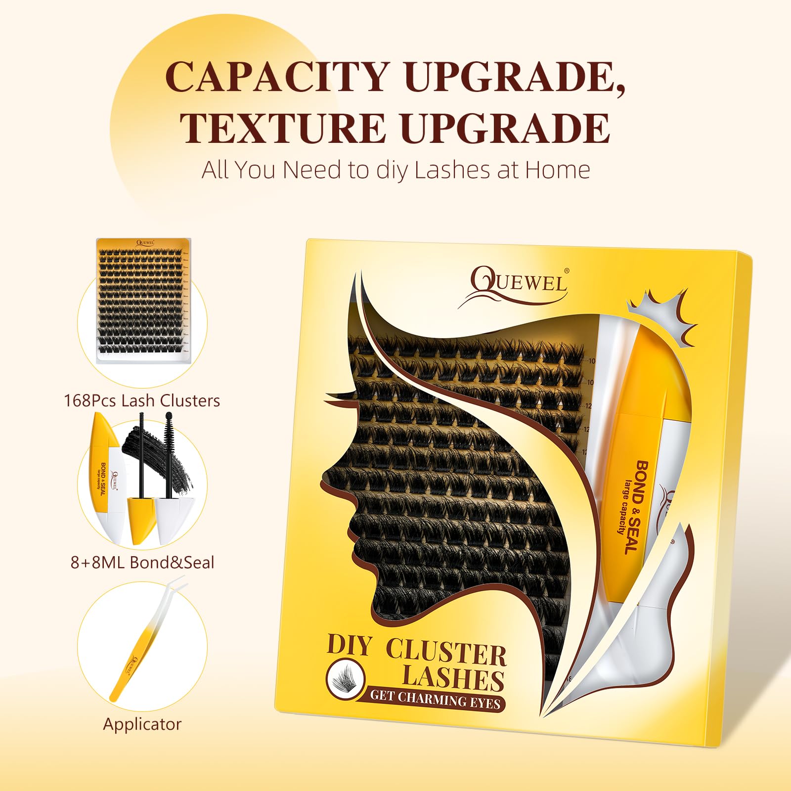 Foto 2 | Kit De Extensión De Pestañas Quewel Fluffy Lash Clusters Con 168 Grupos De Pestañas - Venta Internacional.
