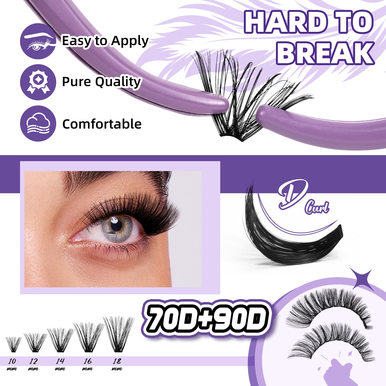 Foto 4 pulgar | Kit De Extensión De Pestañas B&qaugen Lash Clusters, 280 Unidades, 70d+90d - Venta Internacional.