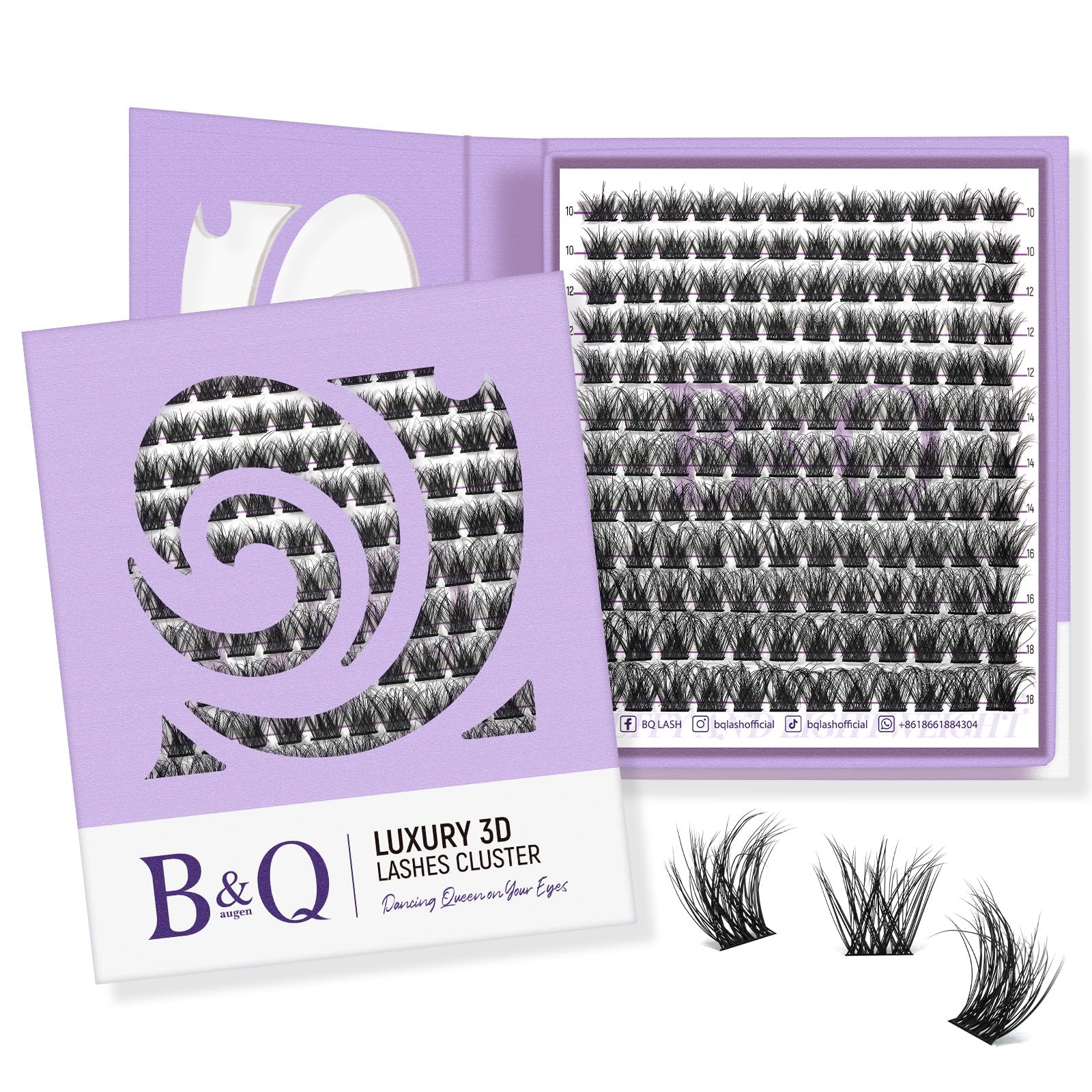 Eyelash Clusters B&qaugen, 144 Unidades, Efecto 3d, 10-18 Mm, Aspecto Natural - Venta Internacional.