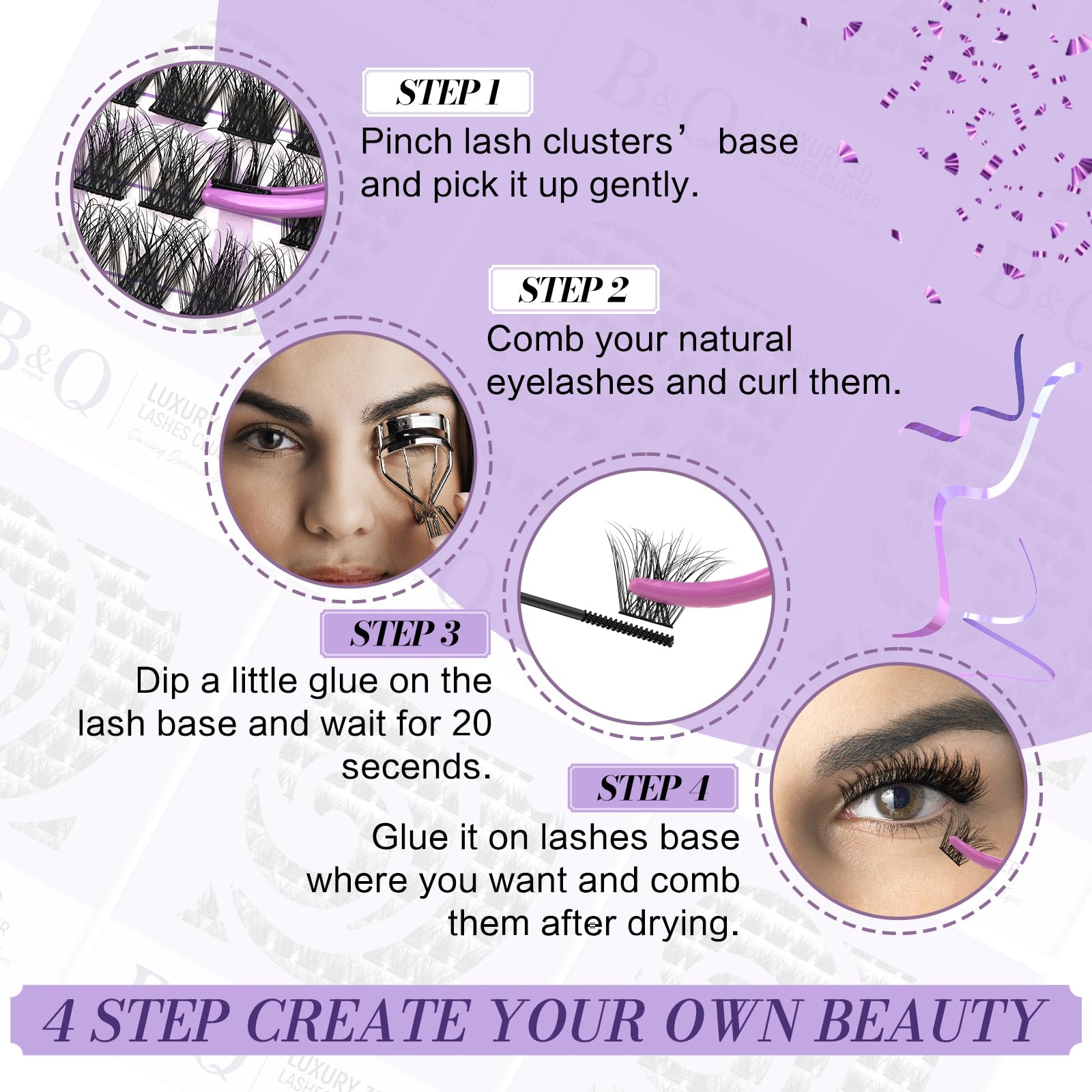 Foto 5 | Eyelash Clusters B&qaugen, 144 Unidades, Efecto 3d, 10-18 Mm, Aspecto Natural - Venta Internacional.