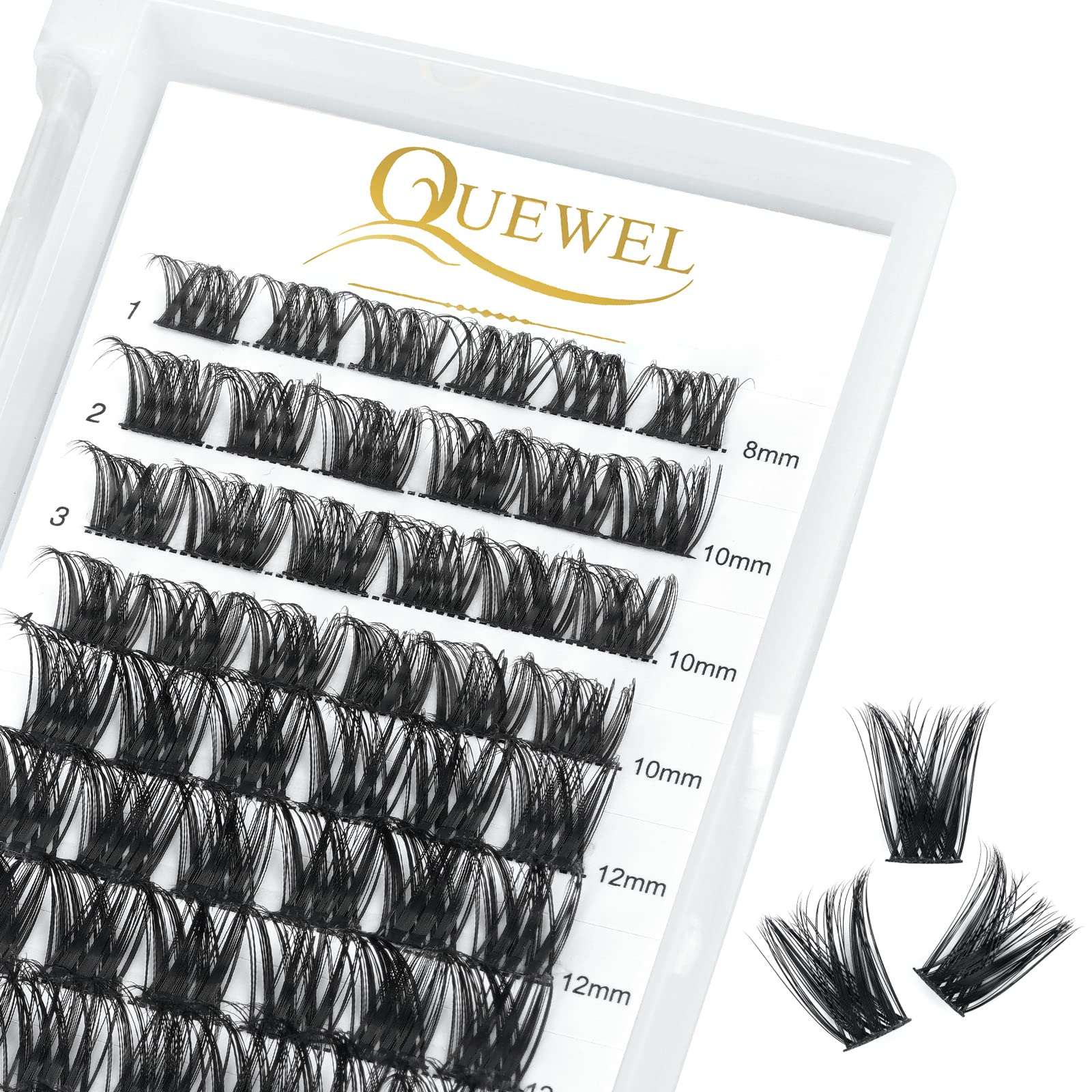 Extensión De Pestañas Quewel Cluster Lashes C/d Curl 8-16 Mm, 72 Unidades - Venta Internacional.